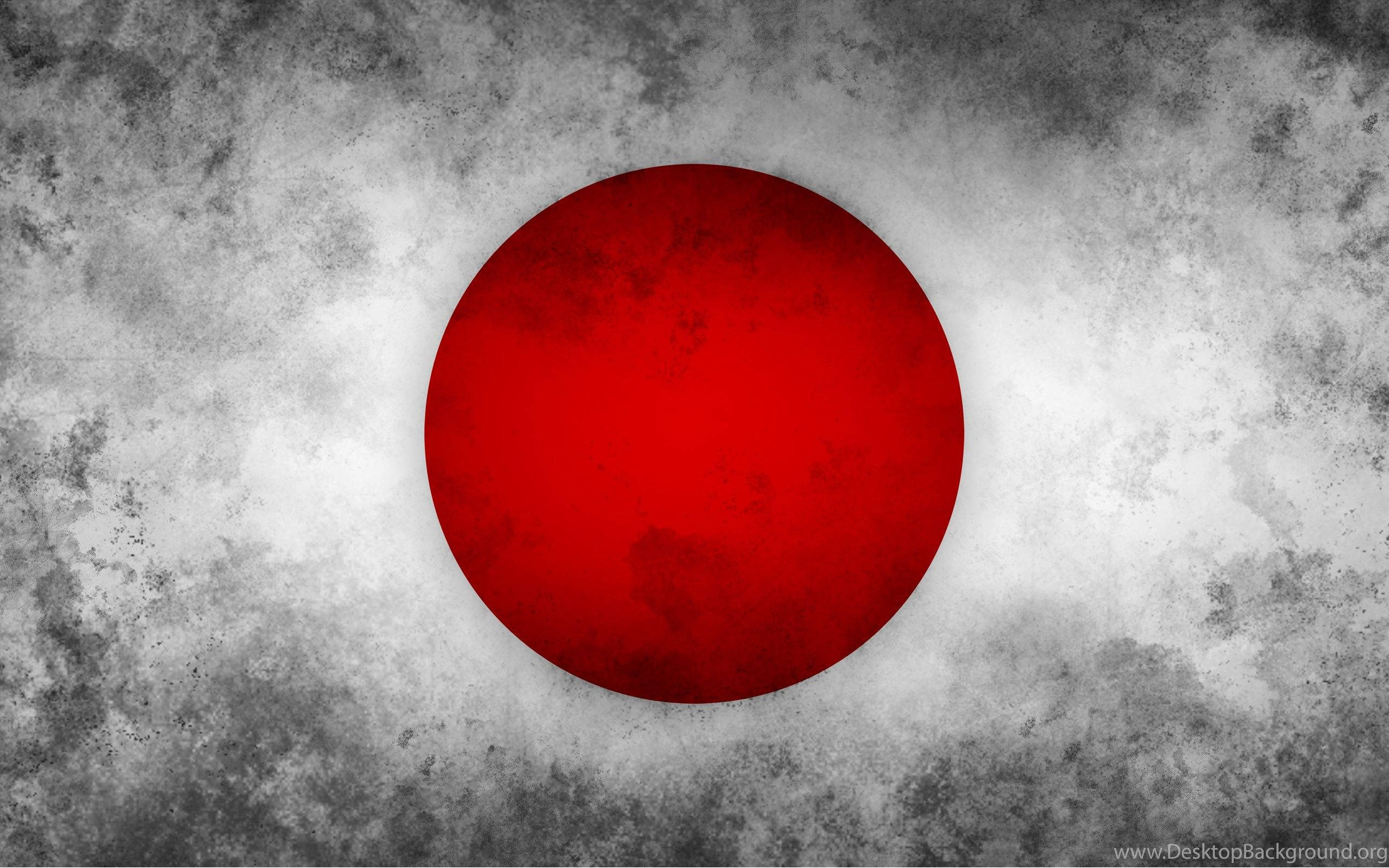 Japan flag, red circle, weathered gray, 2K Desktop Wallpaper