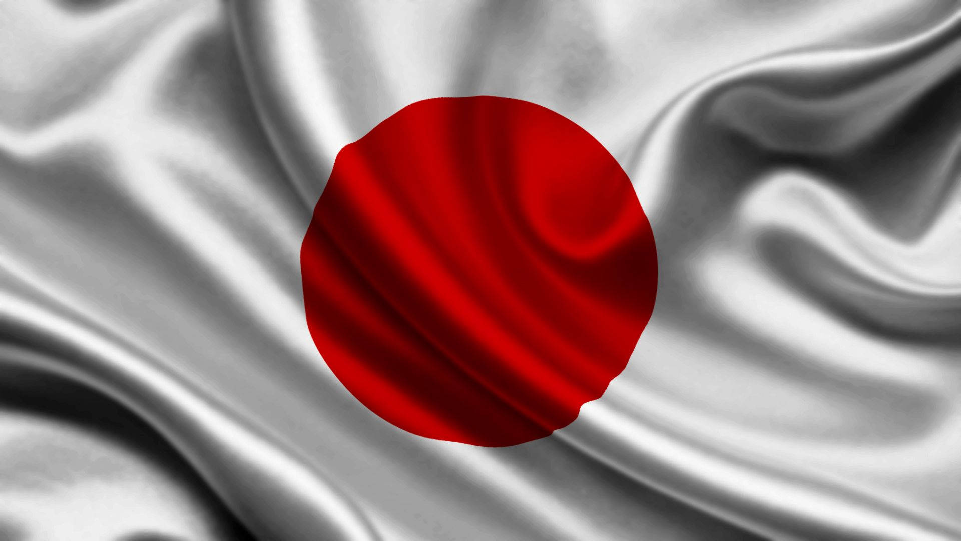 Japan flag, red circle, white silk background, Full HD Desktop Wallpaper