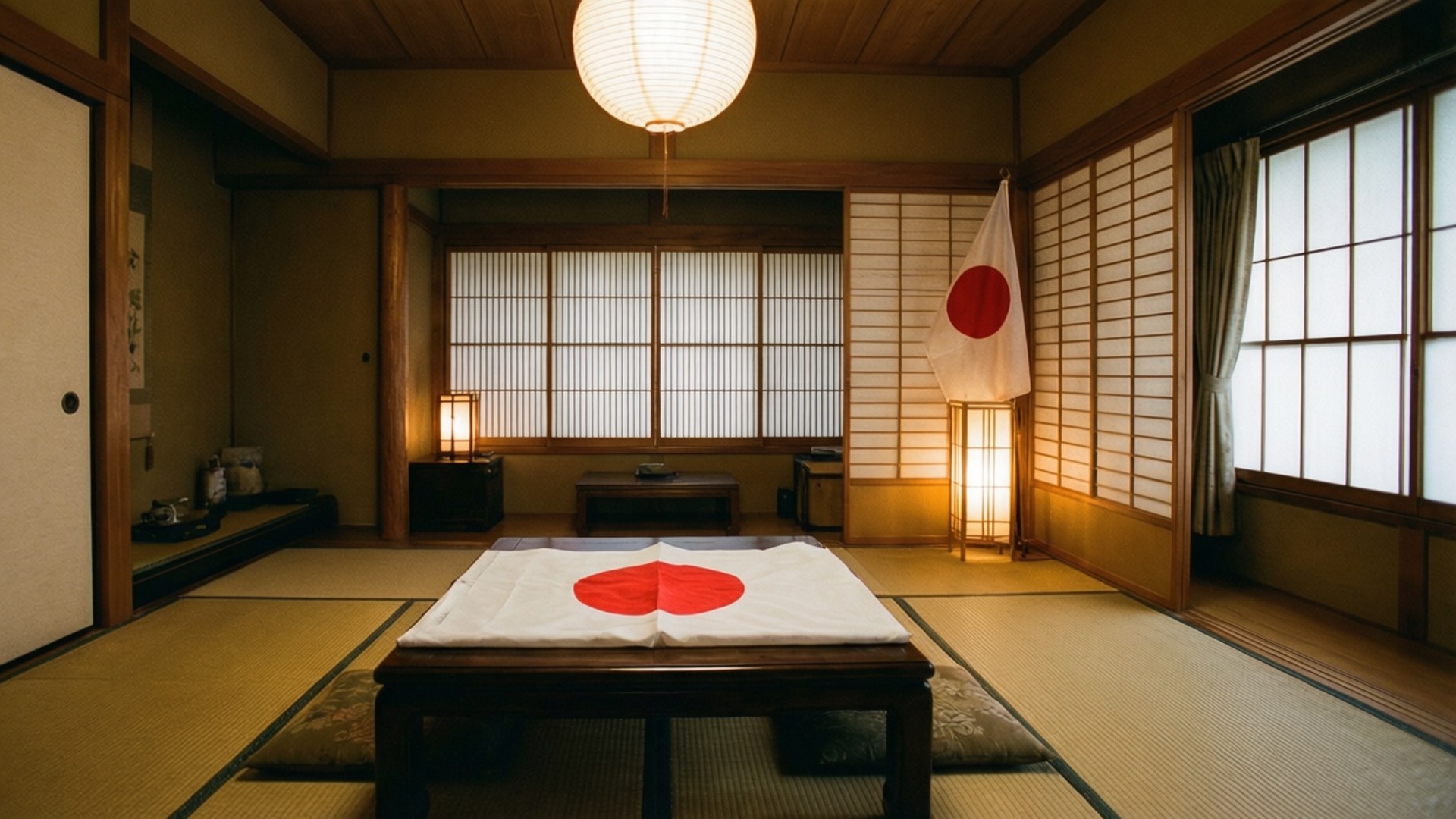 tatami mats, wooden beams, shoji screens, Full HD Desktop Wallpaper