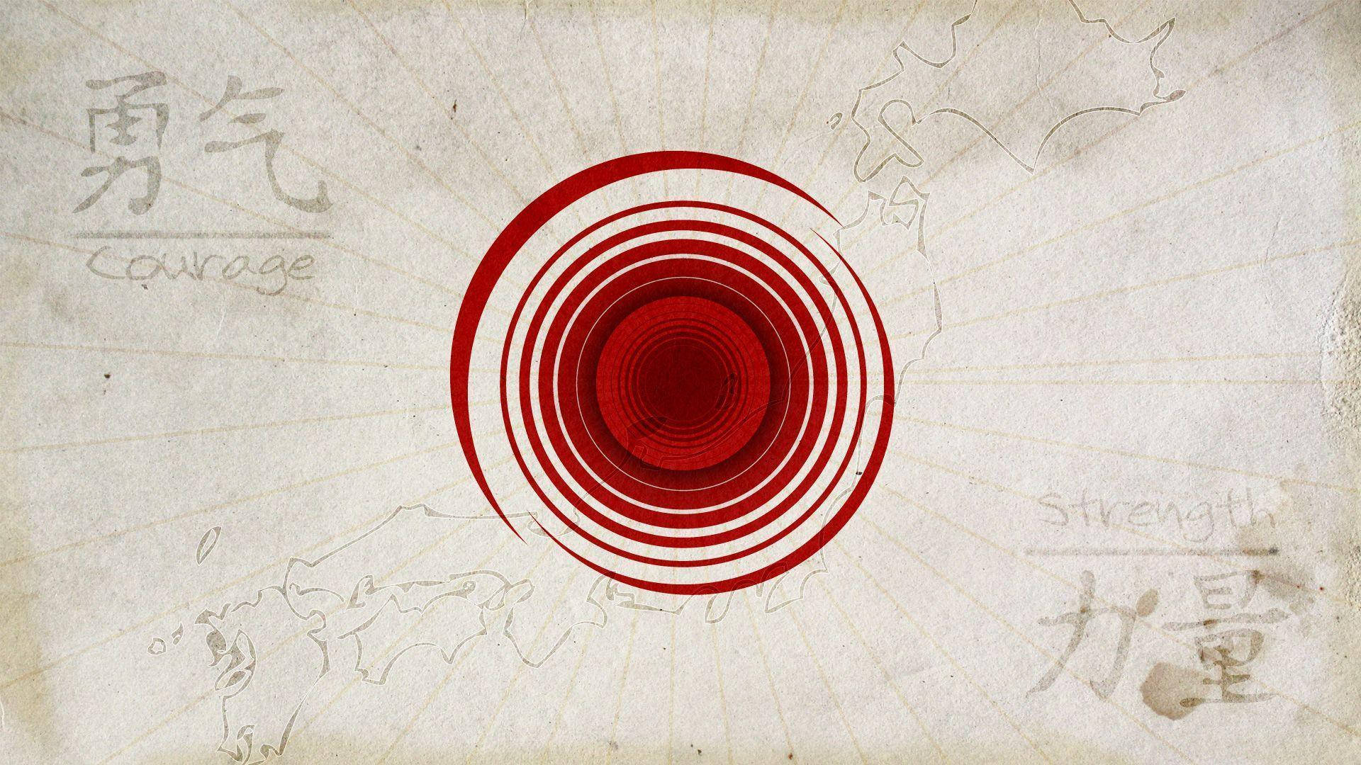 abstract red circle, Japan flag, aged parchment, Full HD Desktop Wallpaper