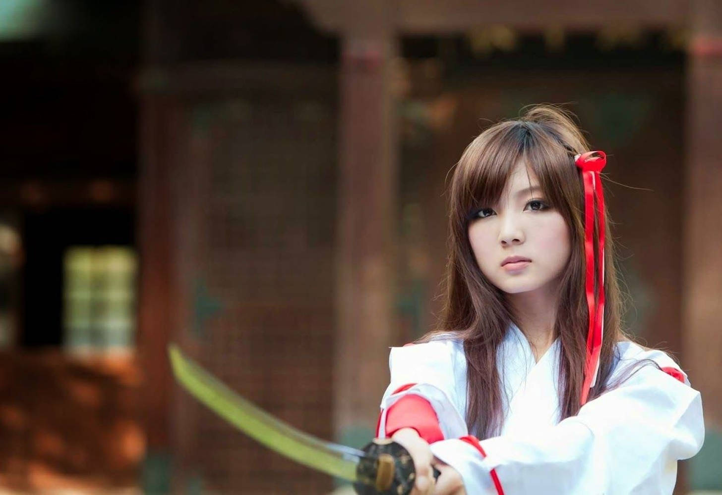 Japan Girl, samurai, white robe, HD Desktop Wallpaper