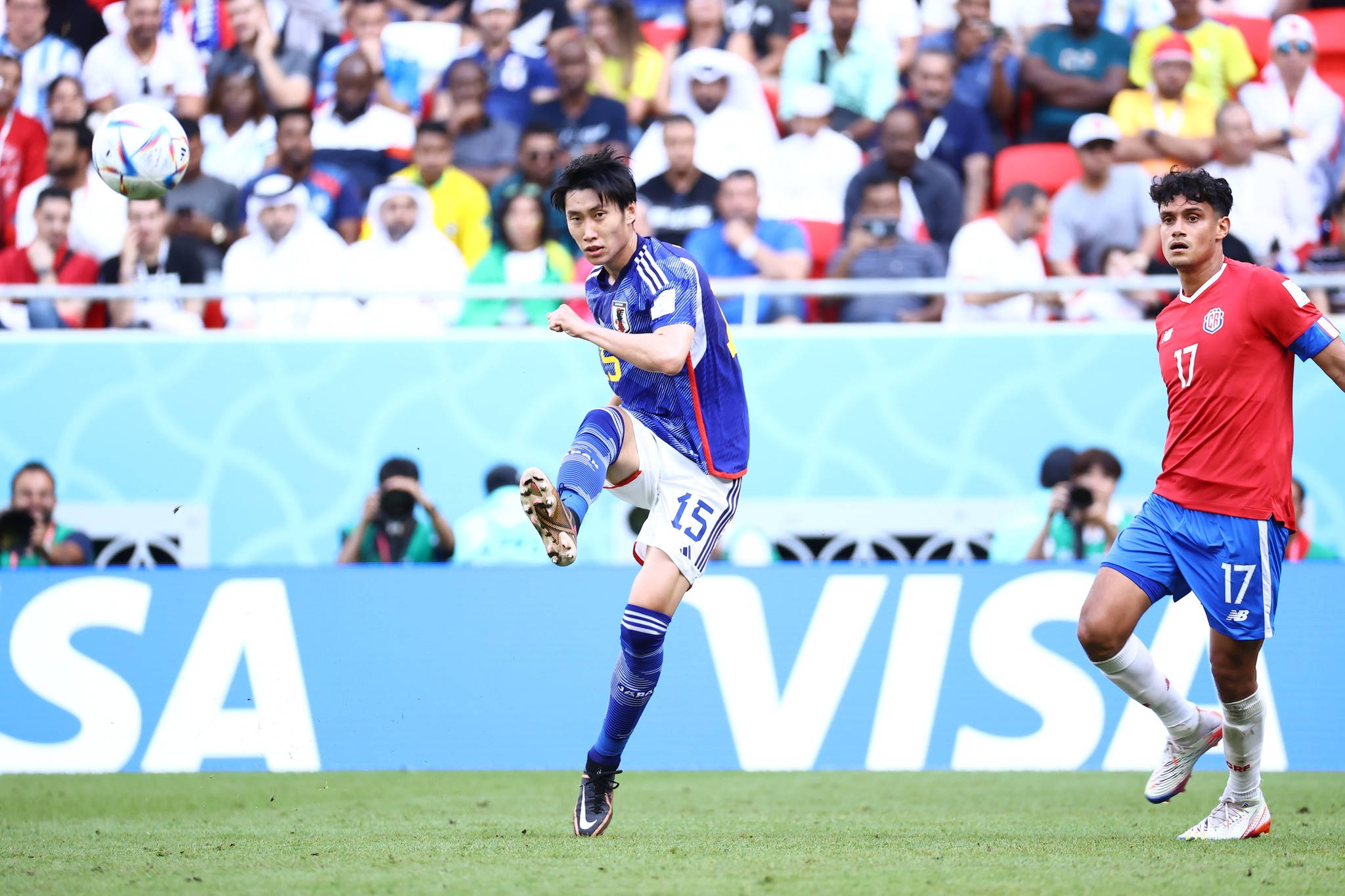 Japan National Football Team, midfielder Kamada, blue jersey, Full HD Desktop Wallpaper