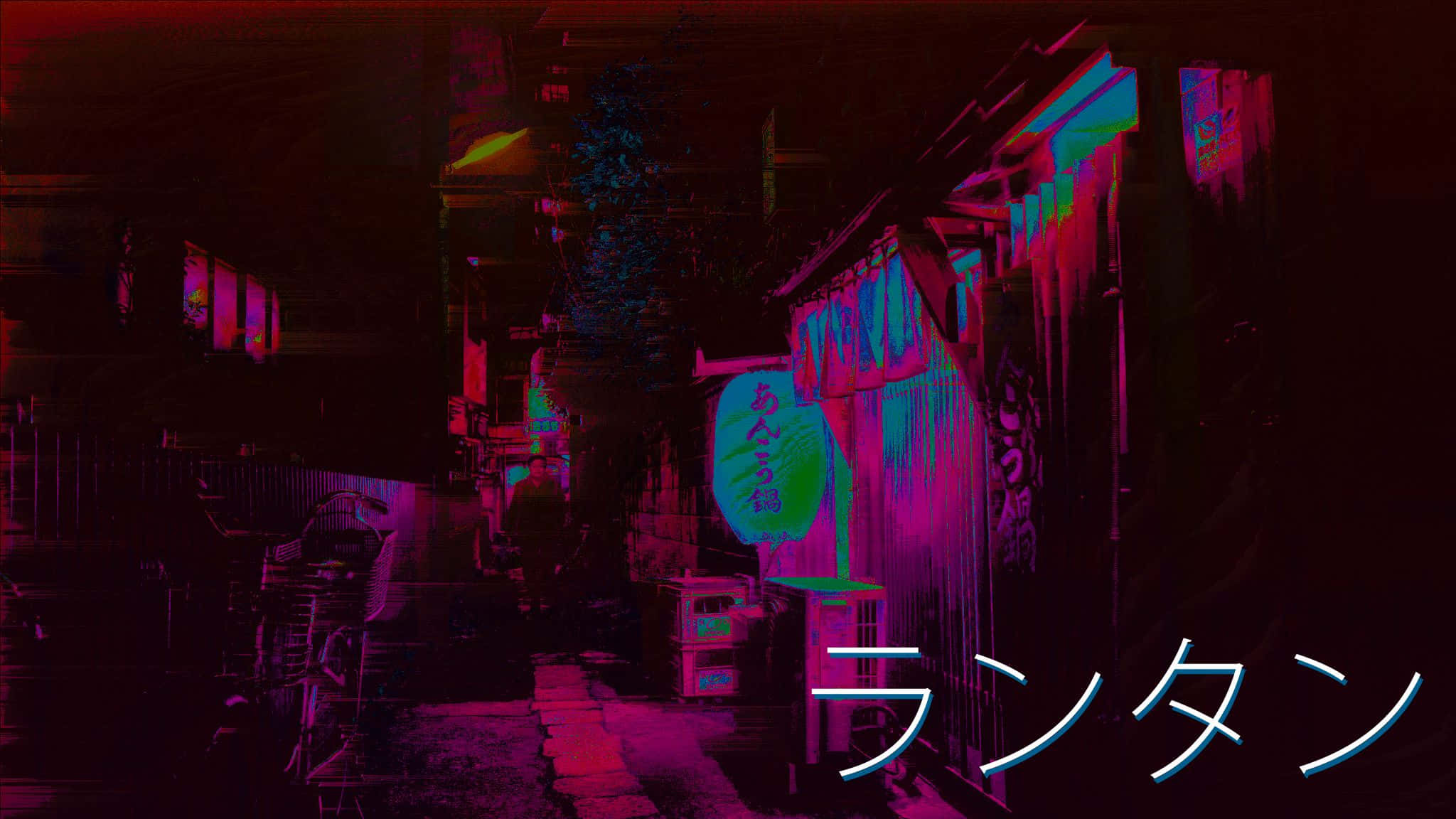 Japanese alleyway, neon-drenched, glowing signs, Full HD Desktop Wallpaper
