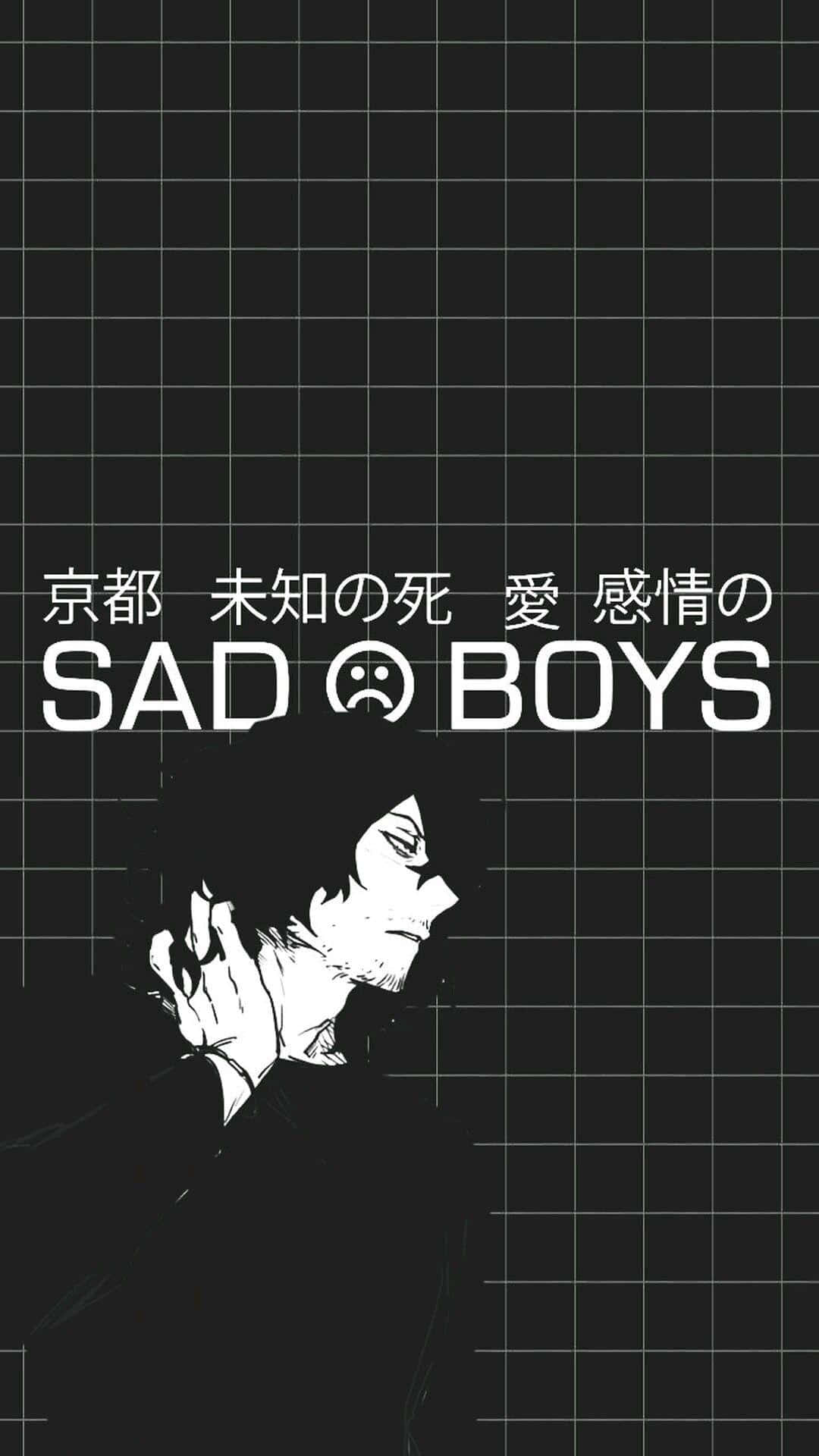 Japanese Aesthetic Black, Sad Boys, black and white anime-style boy, Full HD Phone Wallpaper