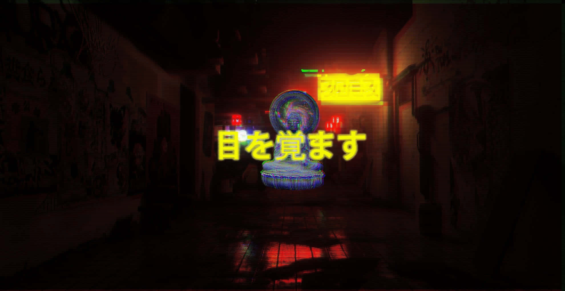 Japanese Aesthetic Desktop, neon signs, floating orb, Full HD Desktop Wallpaper
