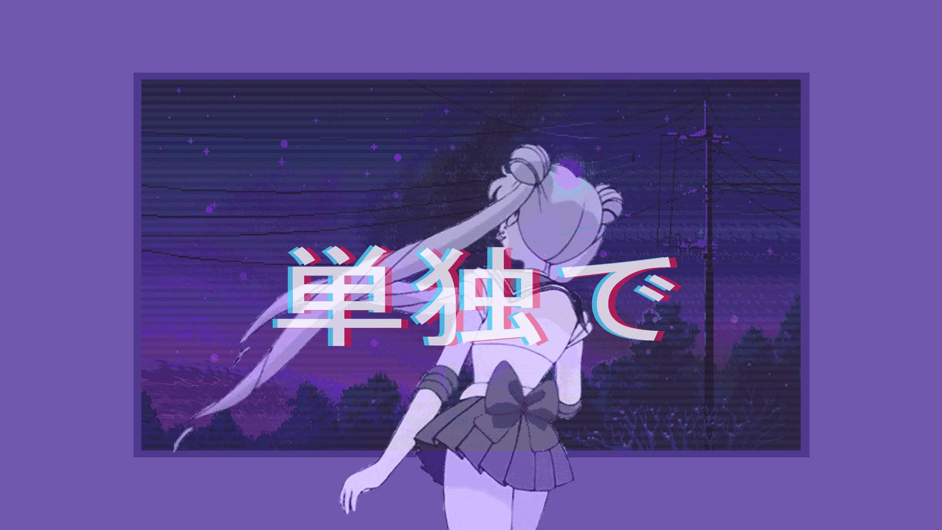 Japanese Aesthetic Desktop, twilight, power lines, Full HD Desktop Wallpaper