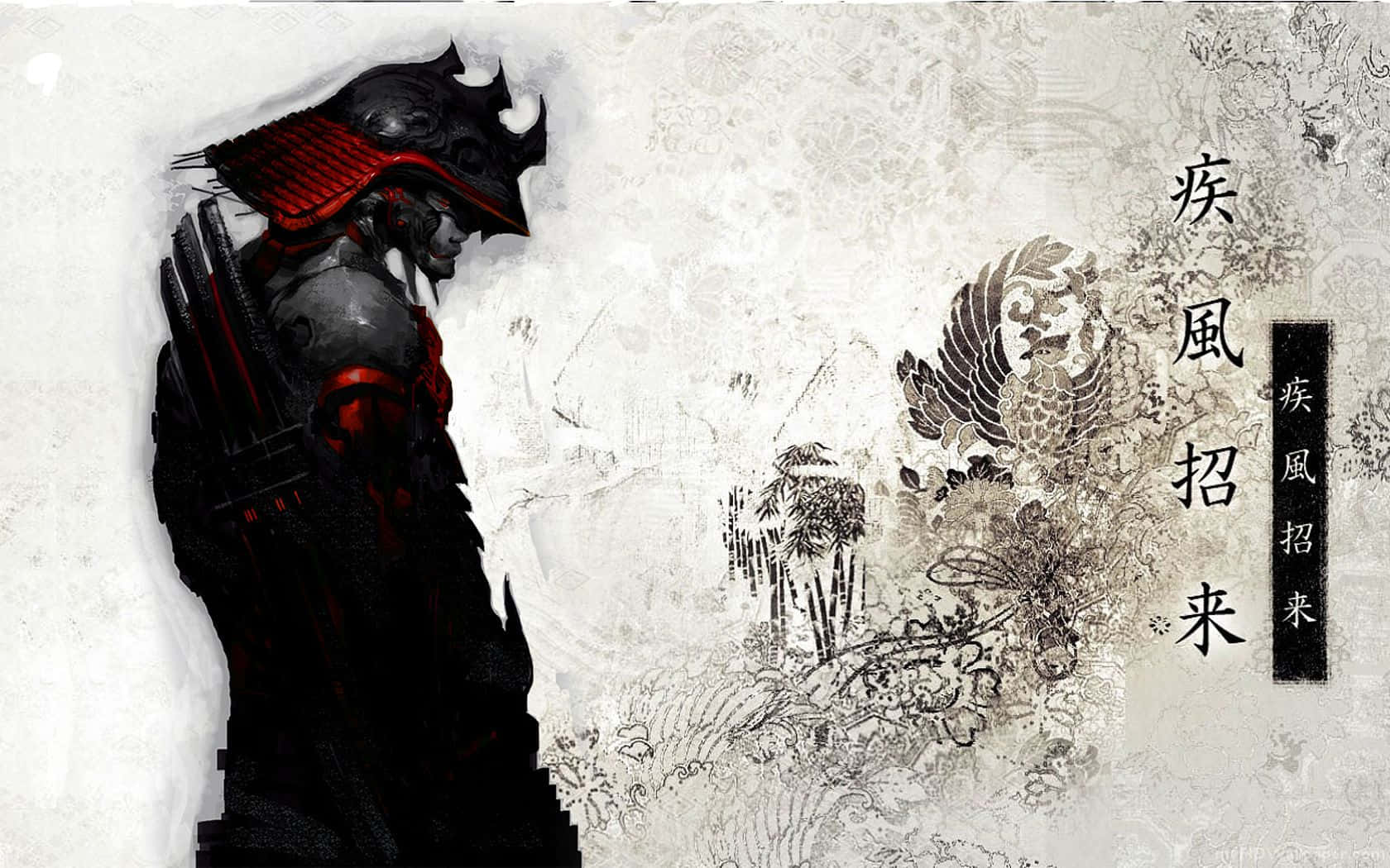 samurai, kimono, parchment background, HD Desktop Wallpaper
