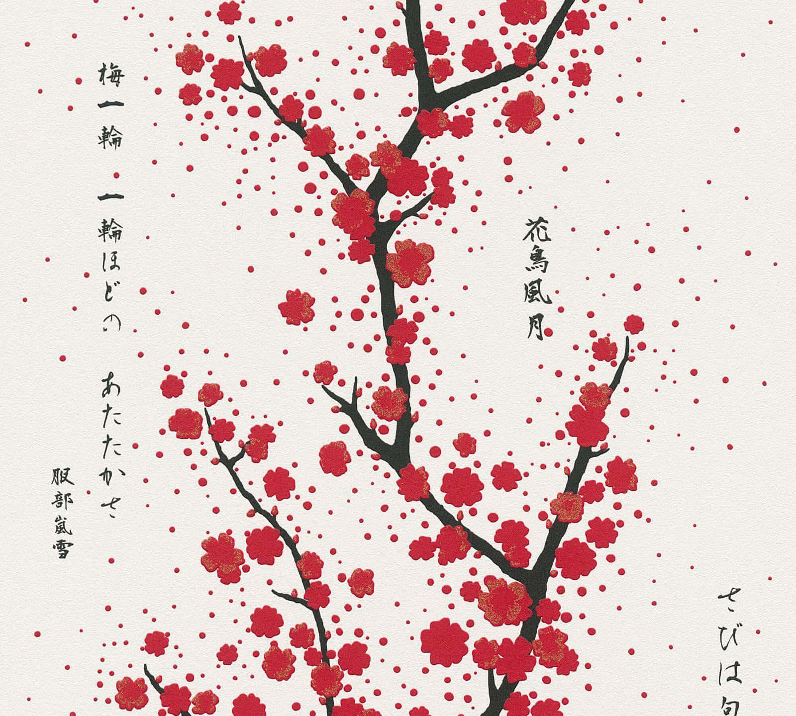 cherry blossom branch, bold red flowers, black branches, HD Desktop Wallpaper