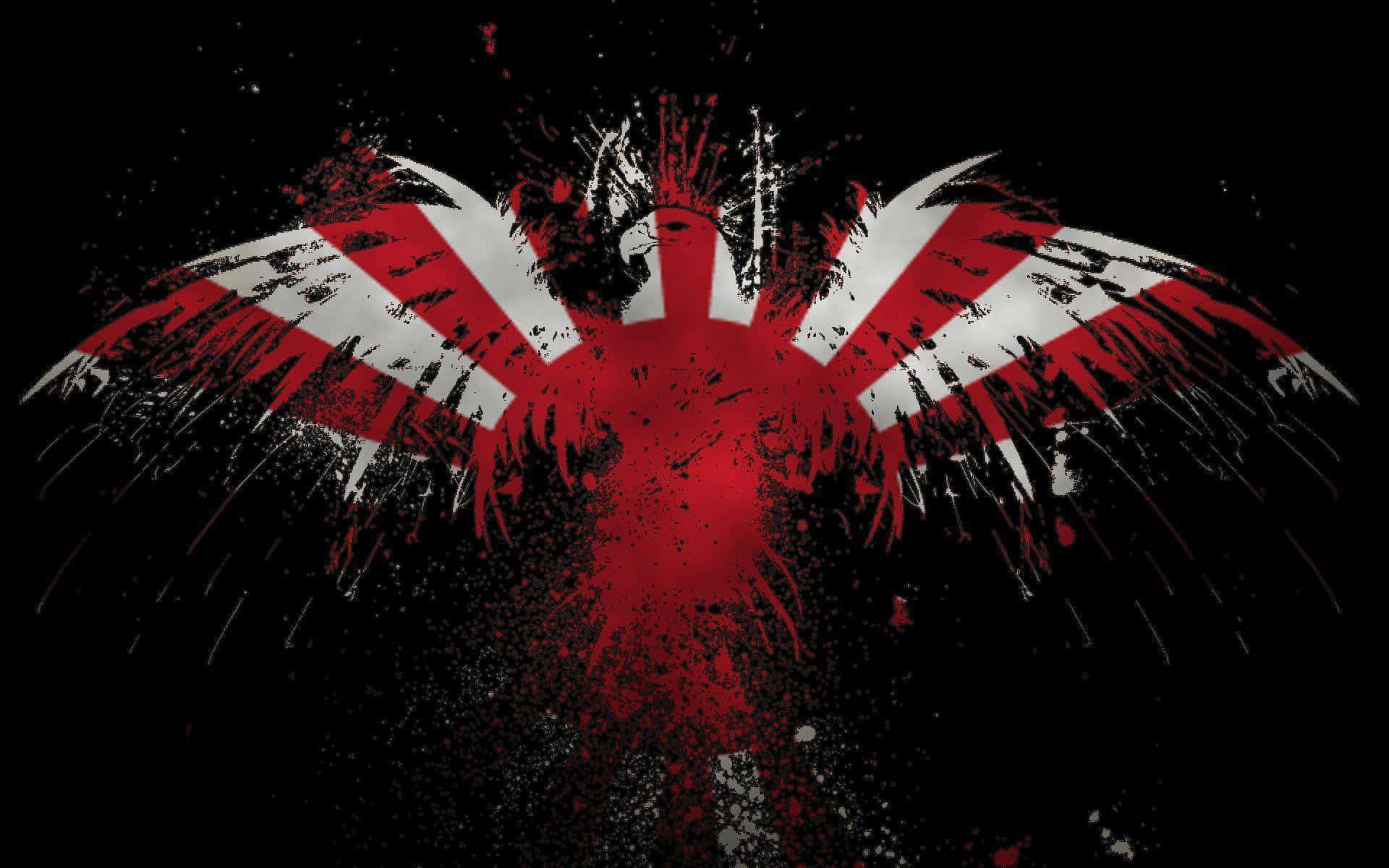 red and white wing, Japanese flag, splattered paint effect, Full HD Desktop Wallpaper