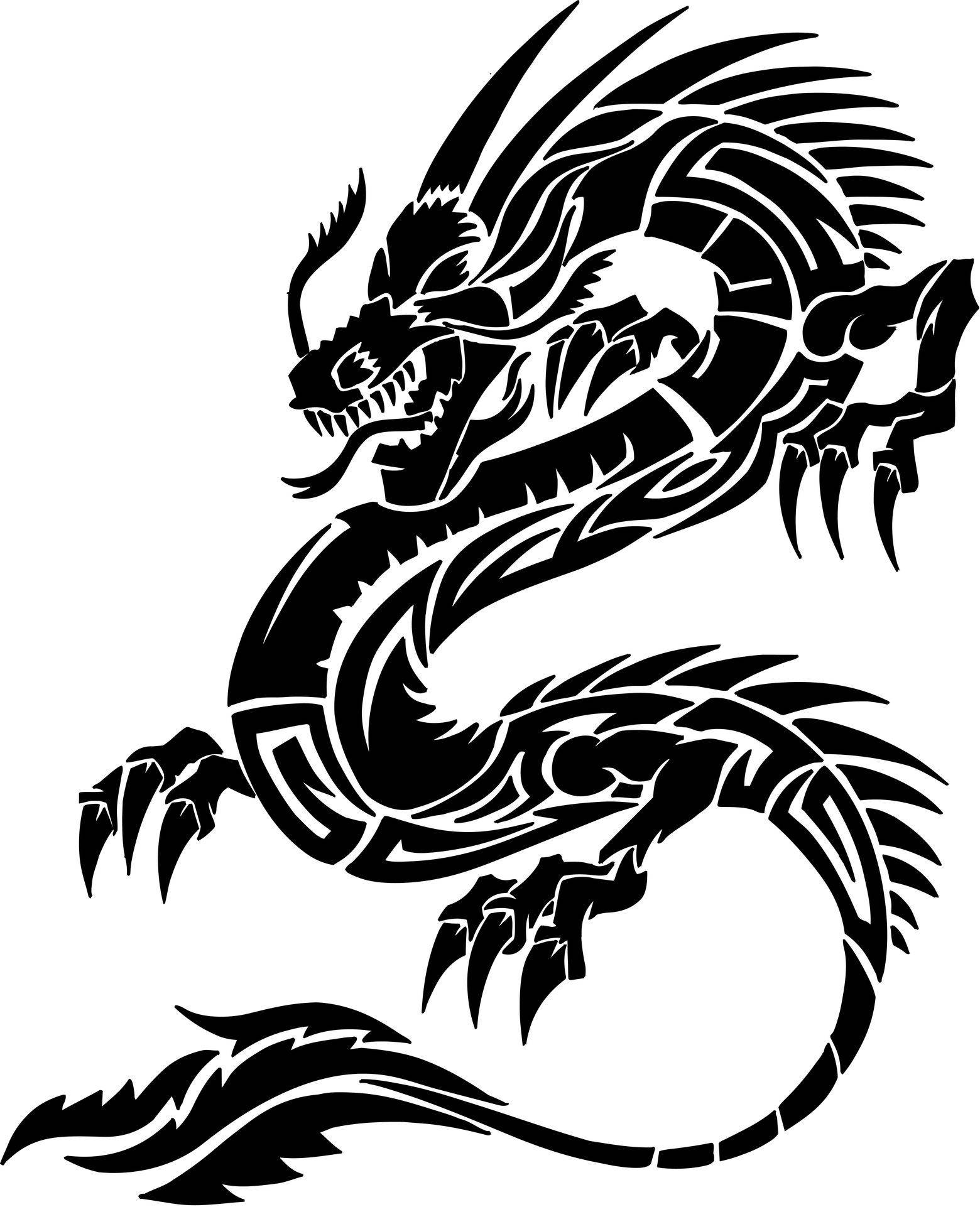 Japanese Dragon Tattoo, black tribal dragon, sharp claws, Full HD Phone Wallpaper