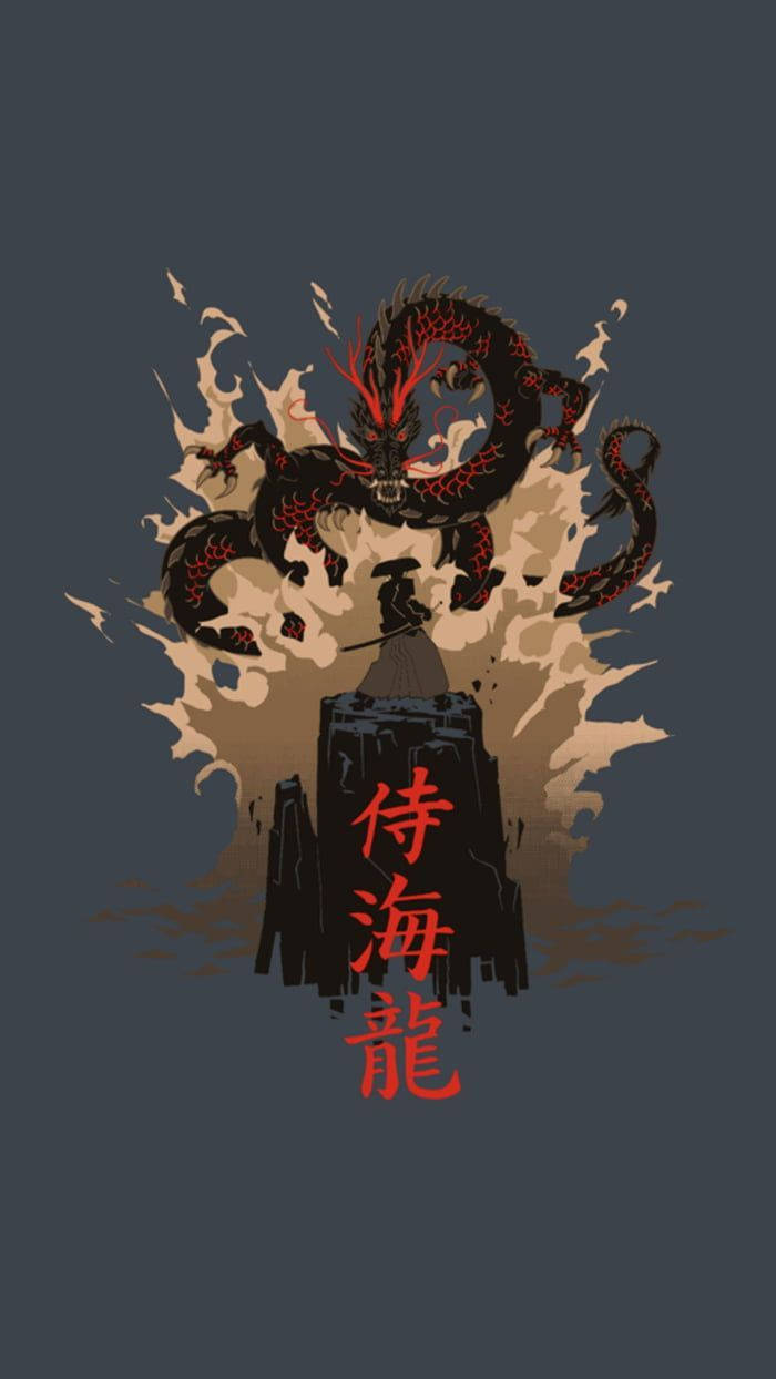 Japanese Dragon, samurai, black dragon, SD Phone Wallpaper