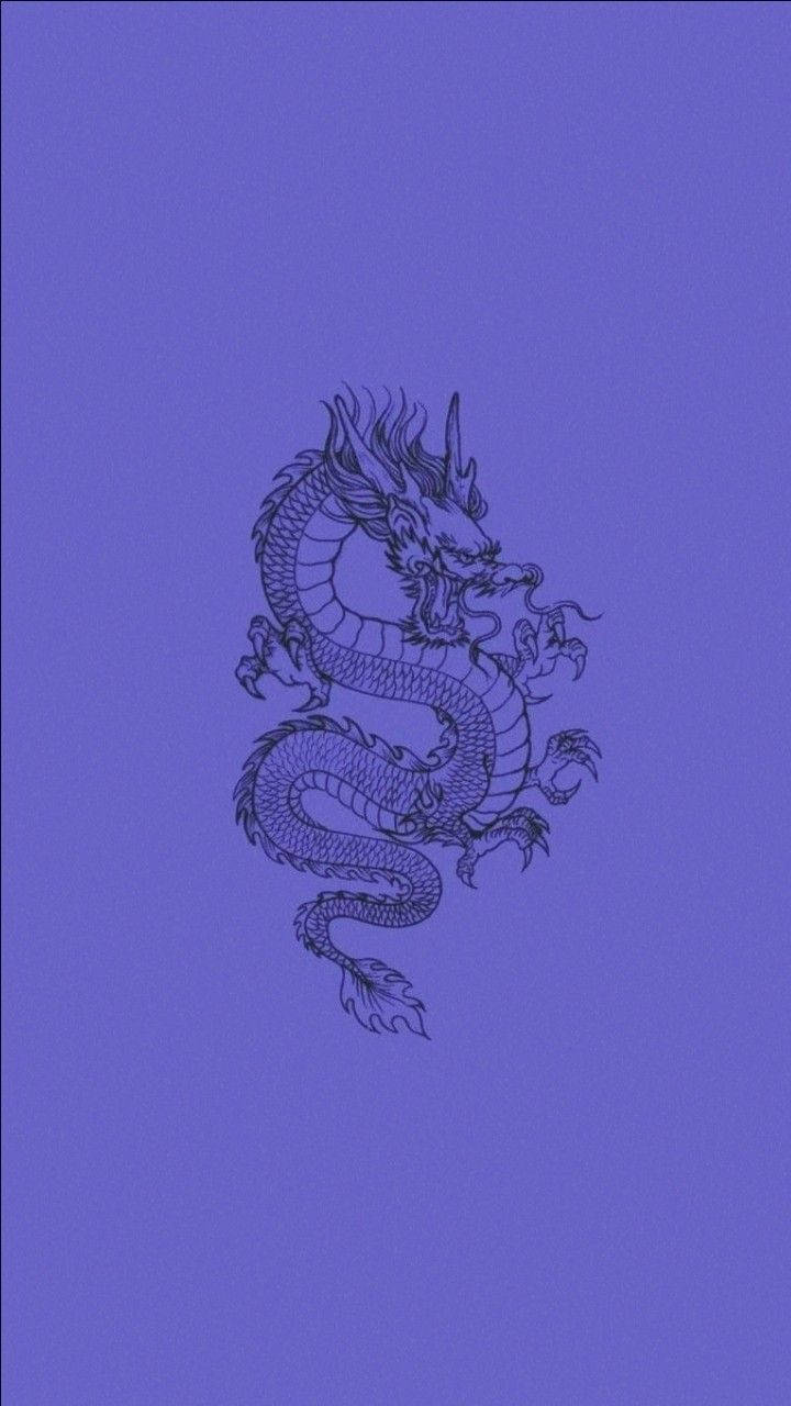 Japanese Dragon, purple, dark lines, HD Phone Wallpaper