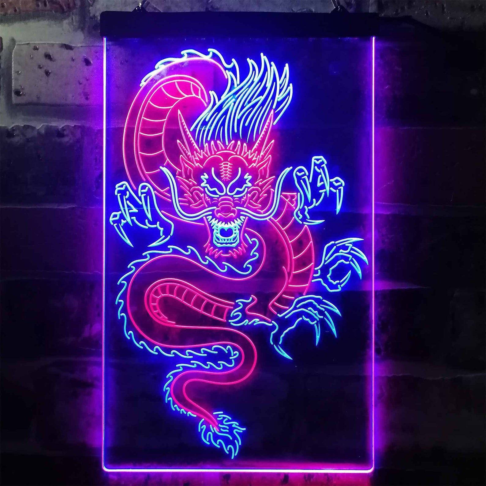 Japanese Dragon, neon light, pink, HD Desktop Wallpaper