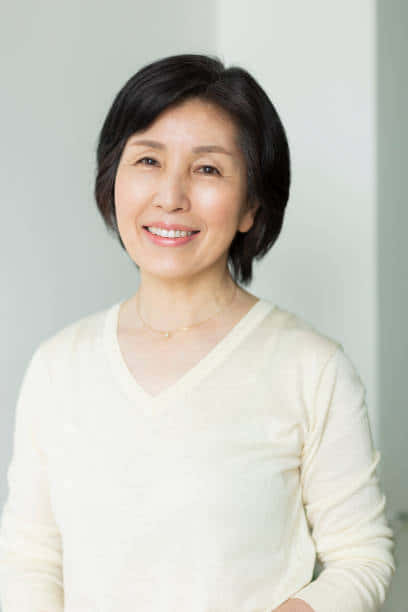 Japanese Old Women, short dark hair, soft cream sweater, SD Phone Wallpaper