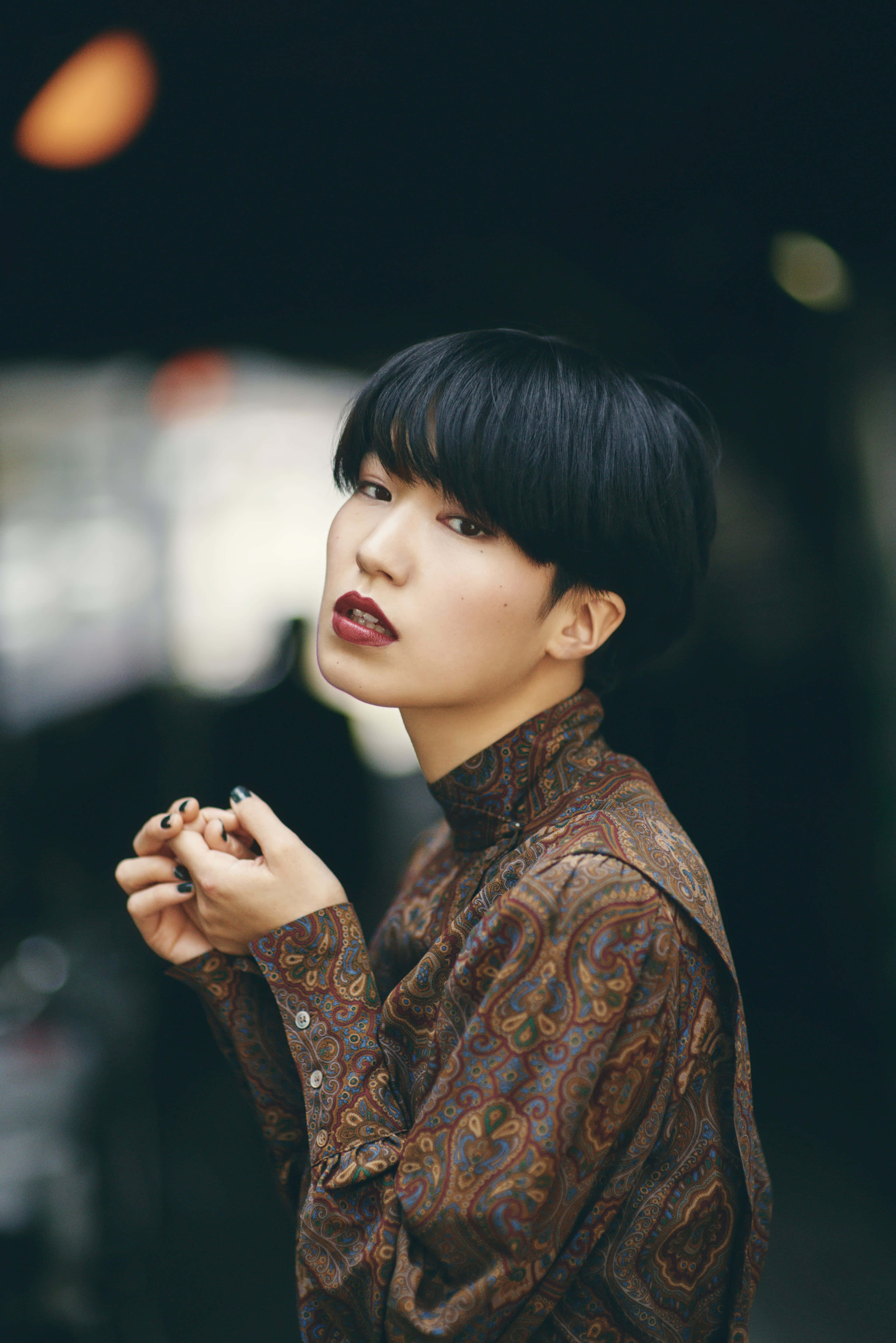 Japanese women, pixie, short black hair, 5K Phone Wallpaper