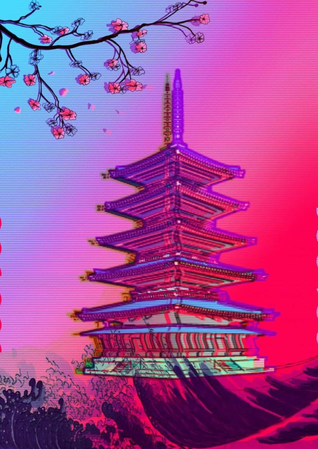 Japanese iPhone, pagoda, cherry blossoms, HD Phone Wallpaper