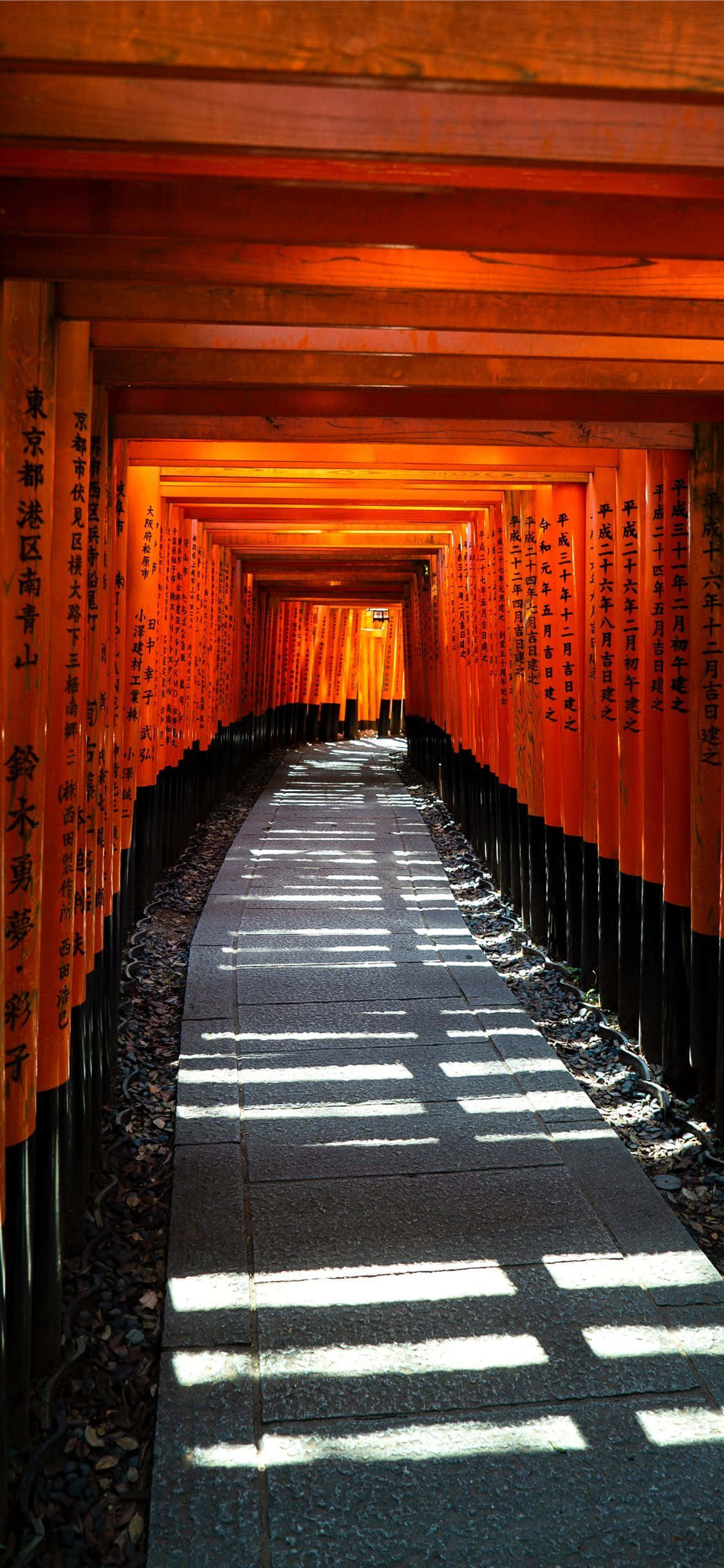 torii gate, vermilion, black bases, Full HD Phone Wallpaper
