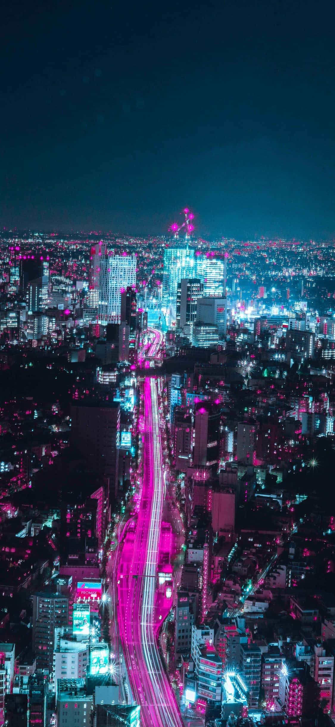 Japanese iPhone, neon-drenched cityscape, night, Full HD Phone Wallpaper