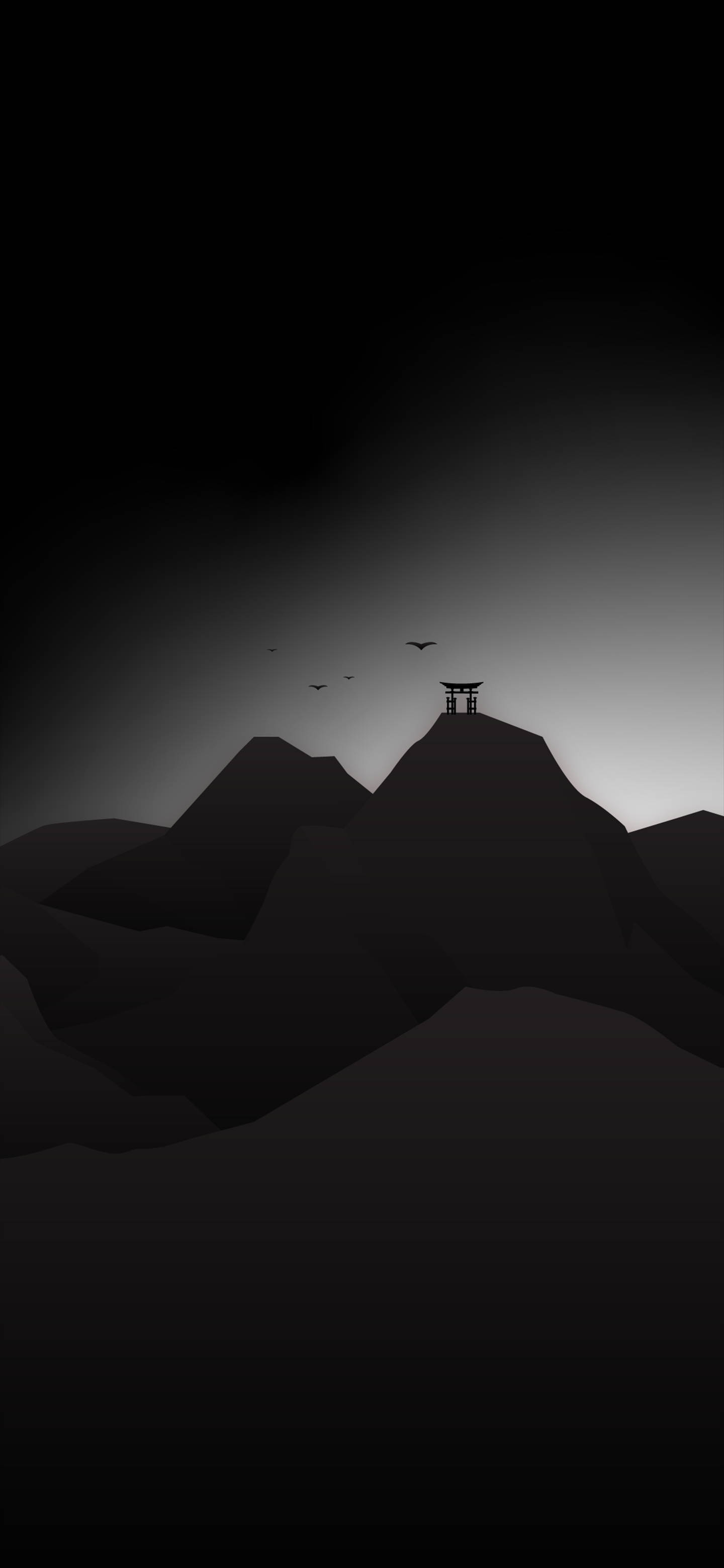 torii gate, mountain peak, twilight sky, 2K Phone Wallpaper