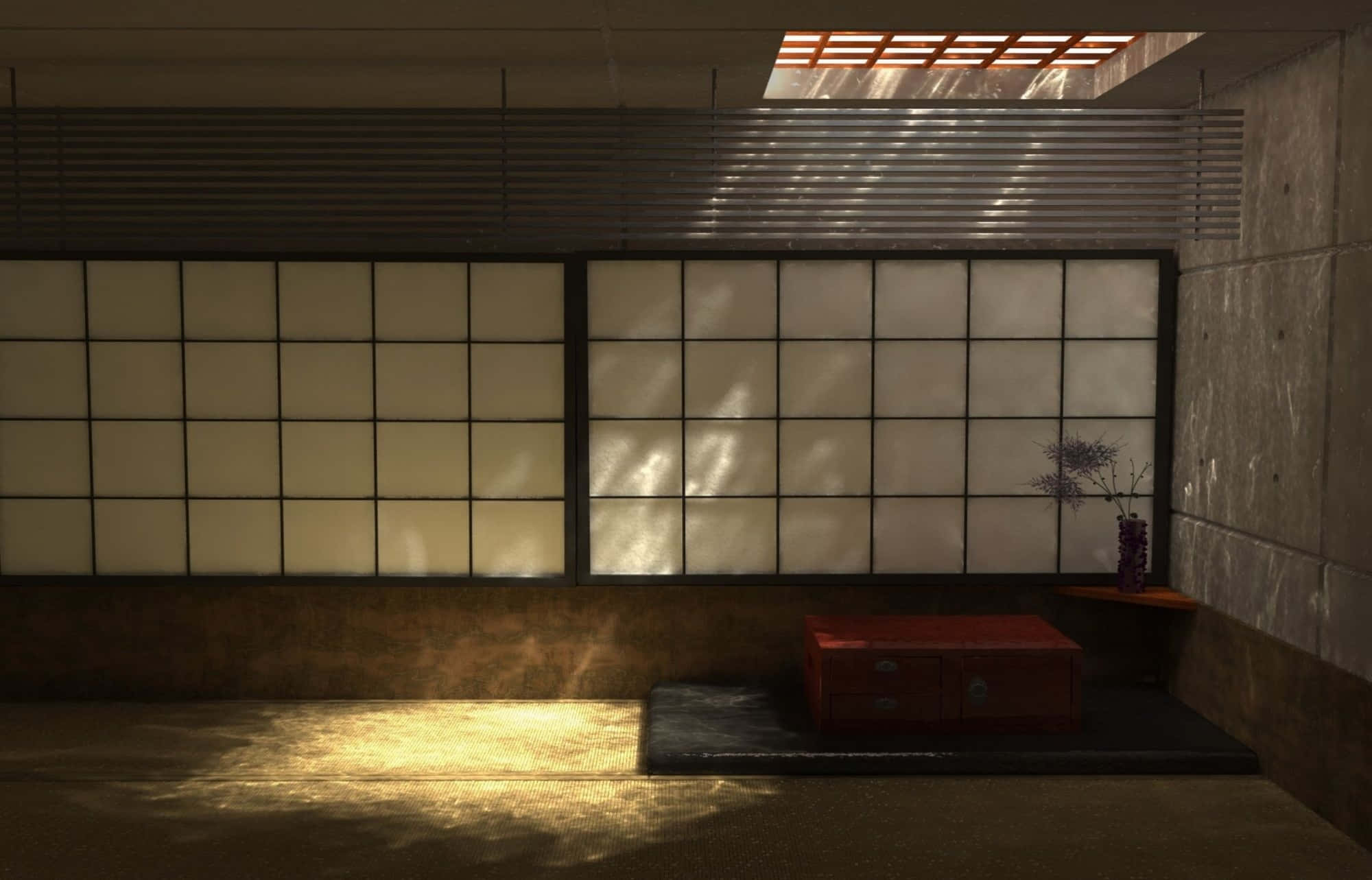 Japanese Minimalist, shoji screens, skylight, Full HD Desktop Wallpaper