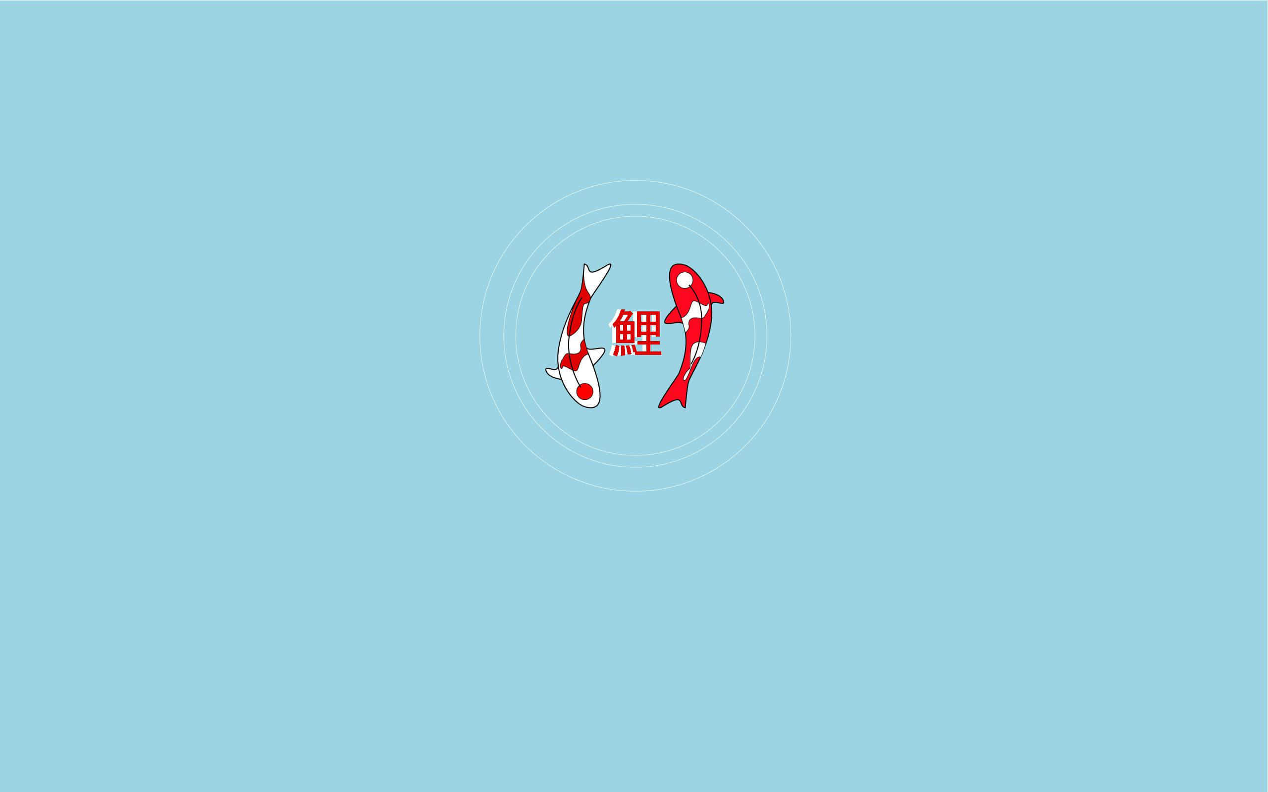 Japanese Minimalist, koi fish, red and white koi fish, 2K Desktop Wallpaper