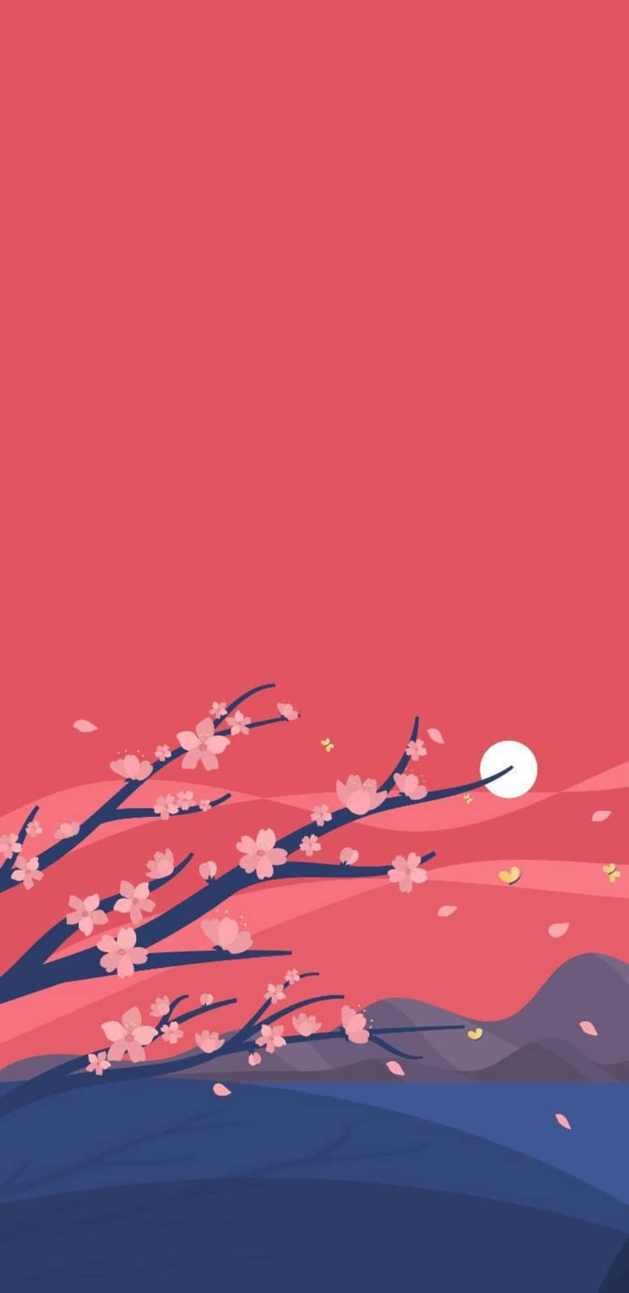 Japanese Minimalist, pink cherry blossoms, dark branches, HD Phone Wallpaper