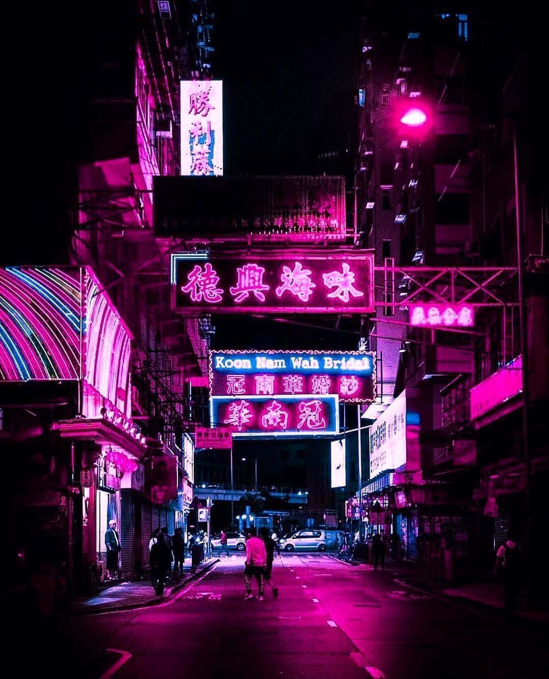 Japanese Neon, neon-drenched urban alley, night, HD Phone Wallpaper