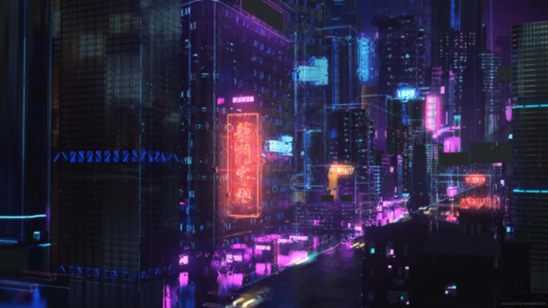 Japanese Neon, neon-drenched, cyberpunk cityscape, Full HD Desktop Wallpaper