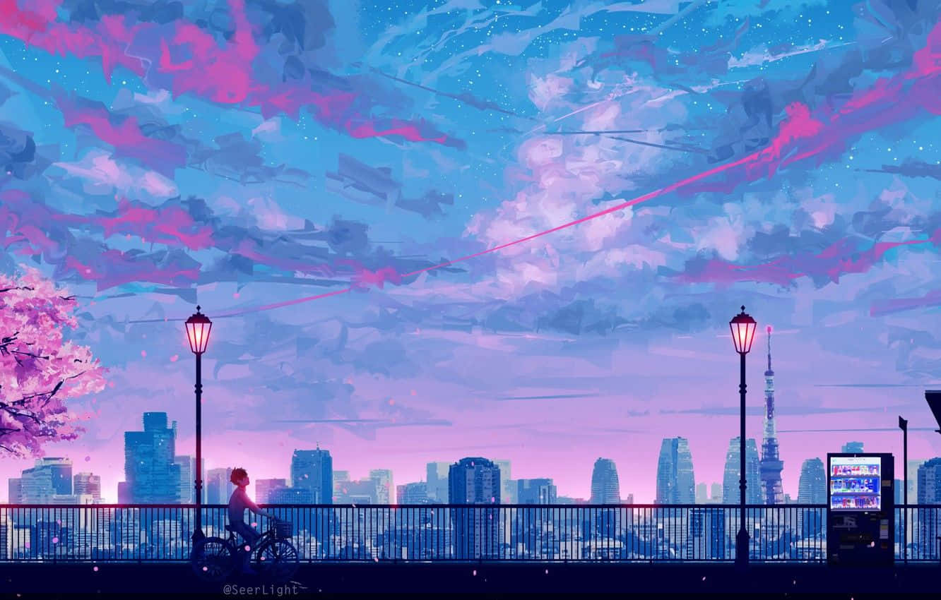 Japanese Pink, pink and blue twilight sky, cherry blossoms, HD Desktop Wallpaper