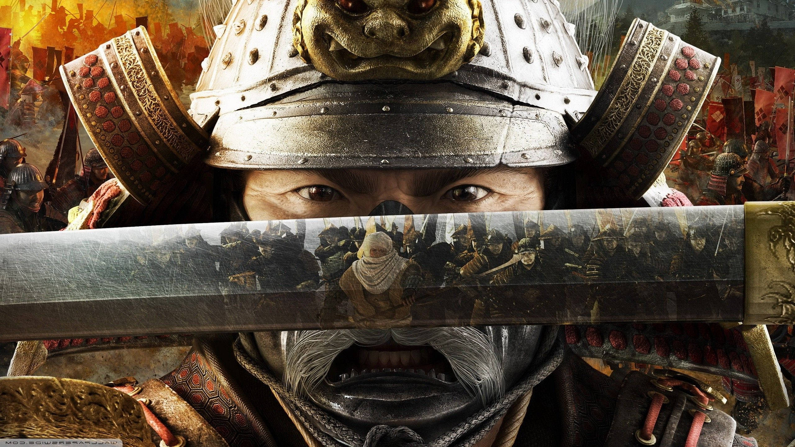 Japanese Samurai, samurai warrior, ornate armor, 2K Desktop Wallpaper