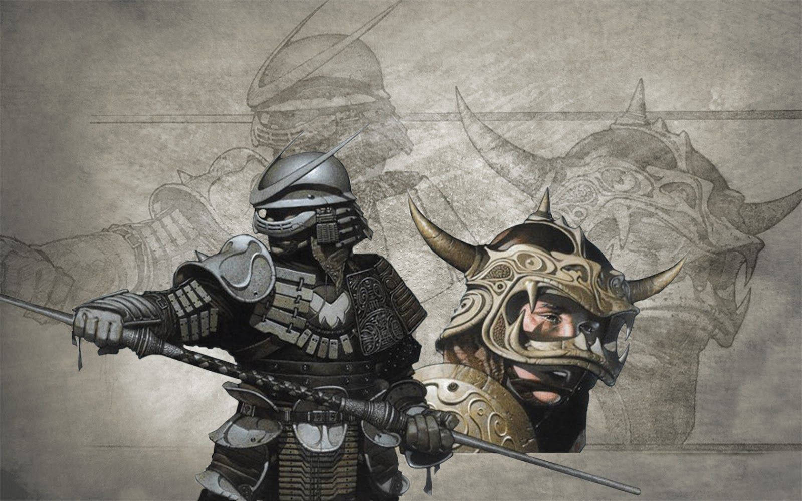 Japanese Samurai, armored samurai warriors, ornate helmets, HD Desktop Wallpaper