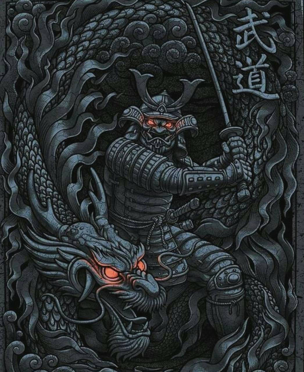 Japanese Samurai, glowing red eyes, sword, HD Phone Wallpaper