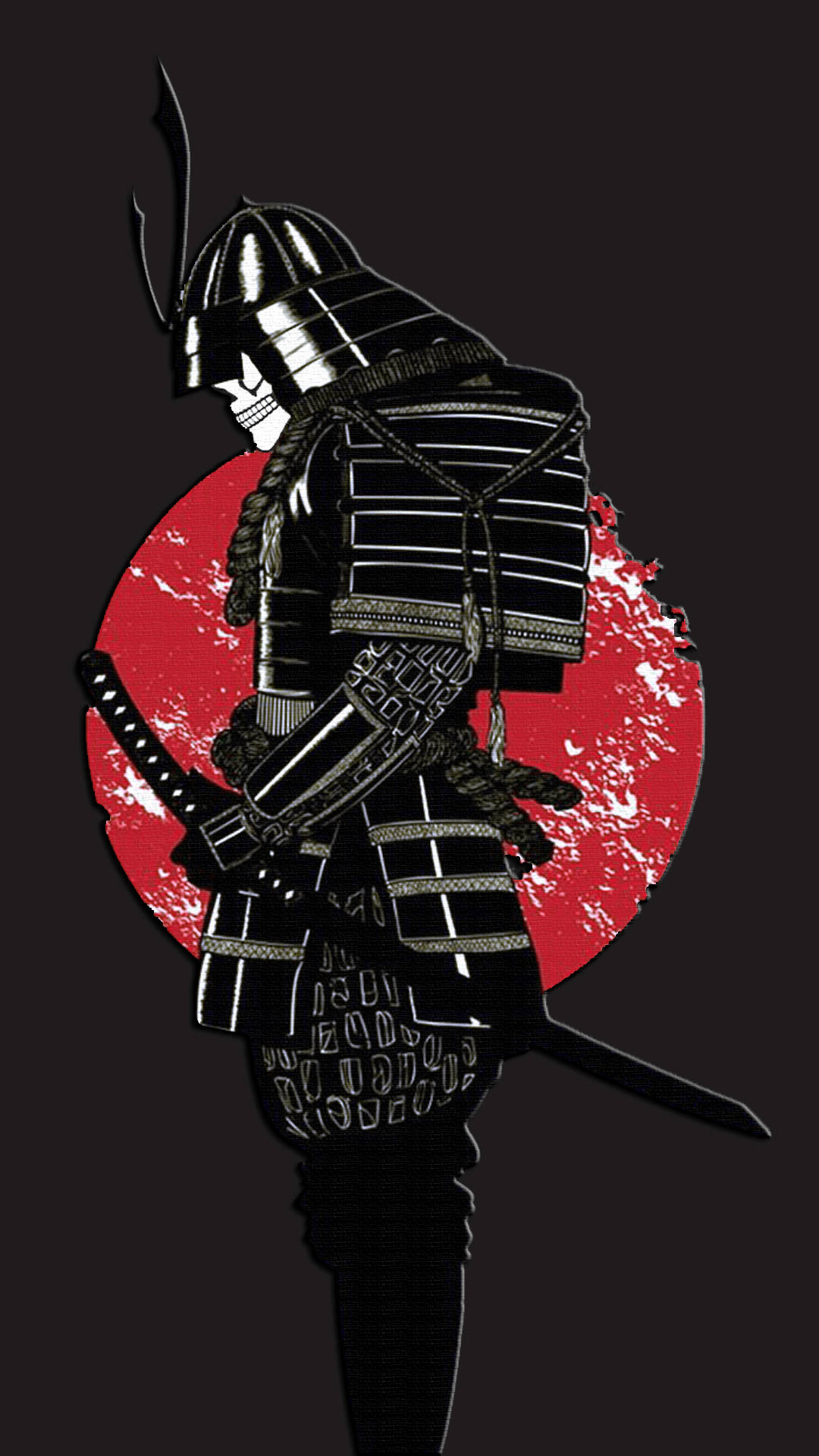 Japanese Samurai, skull face, black armor, Full HD Phone Wallpaper