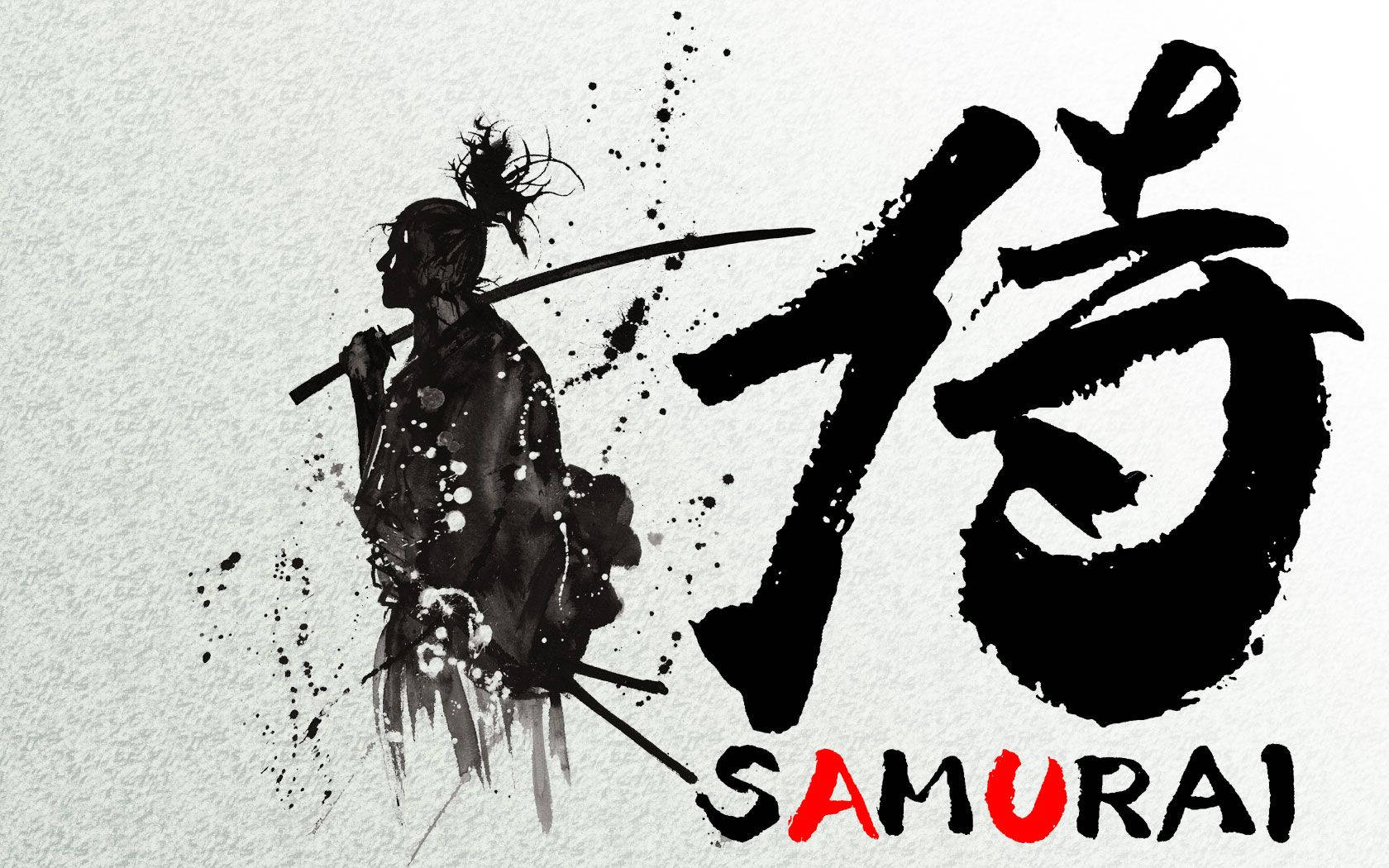 Japanese Samurai, katana, ink wash illustration, HD Desktop Wallpaper