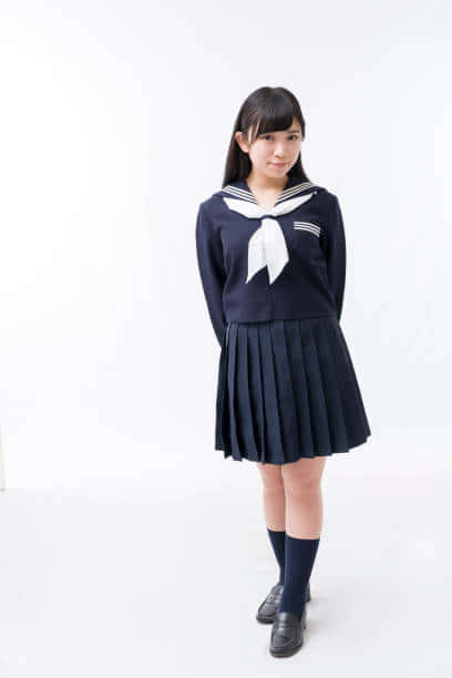 navy blue sailor uniform, white bow, plain white background, SD Phone Wallpaper
