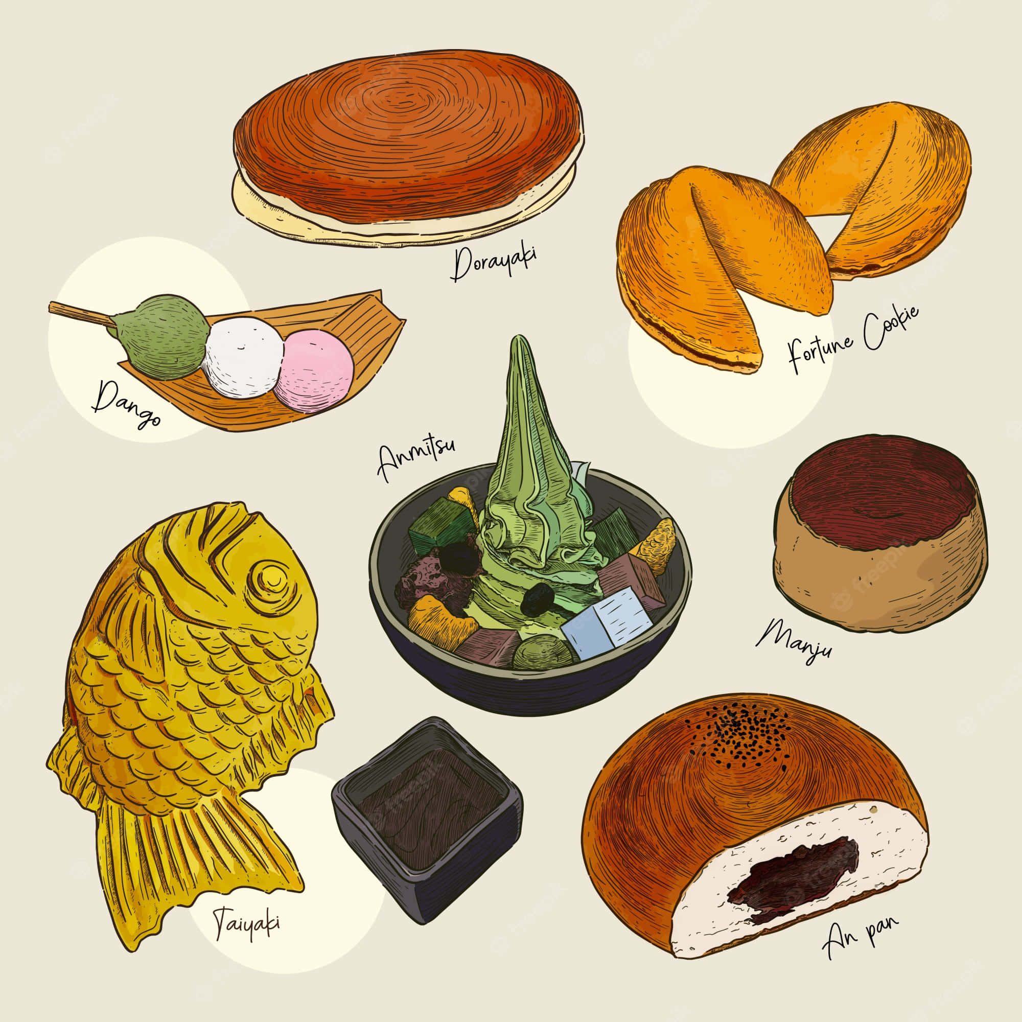 dorayaki, taiyaki, manju, Full HD Desktop Wallpaper