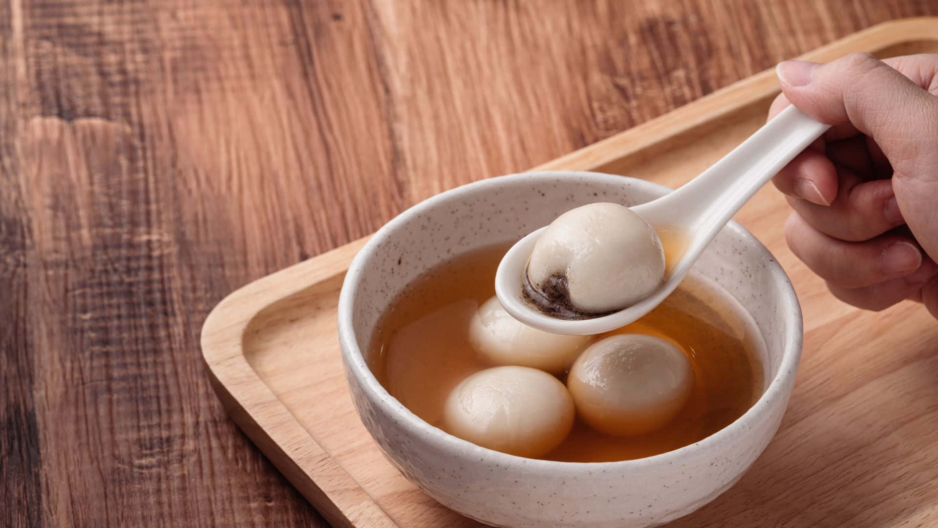 tangyuan, glutinous rice dumpling, amber broth, Full HD Desktop Wallpaper