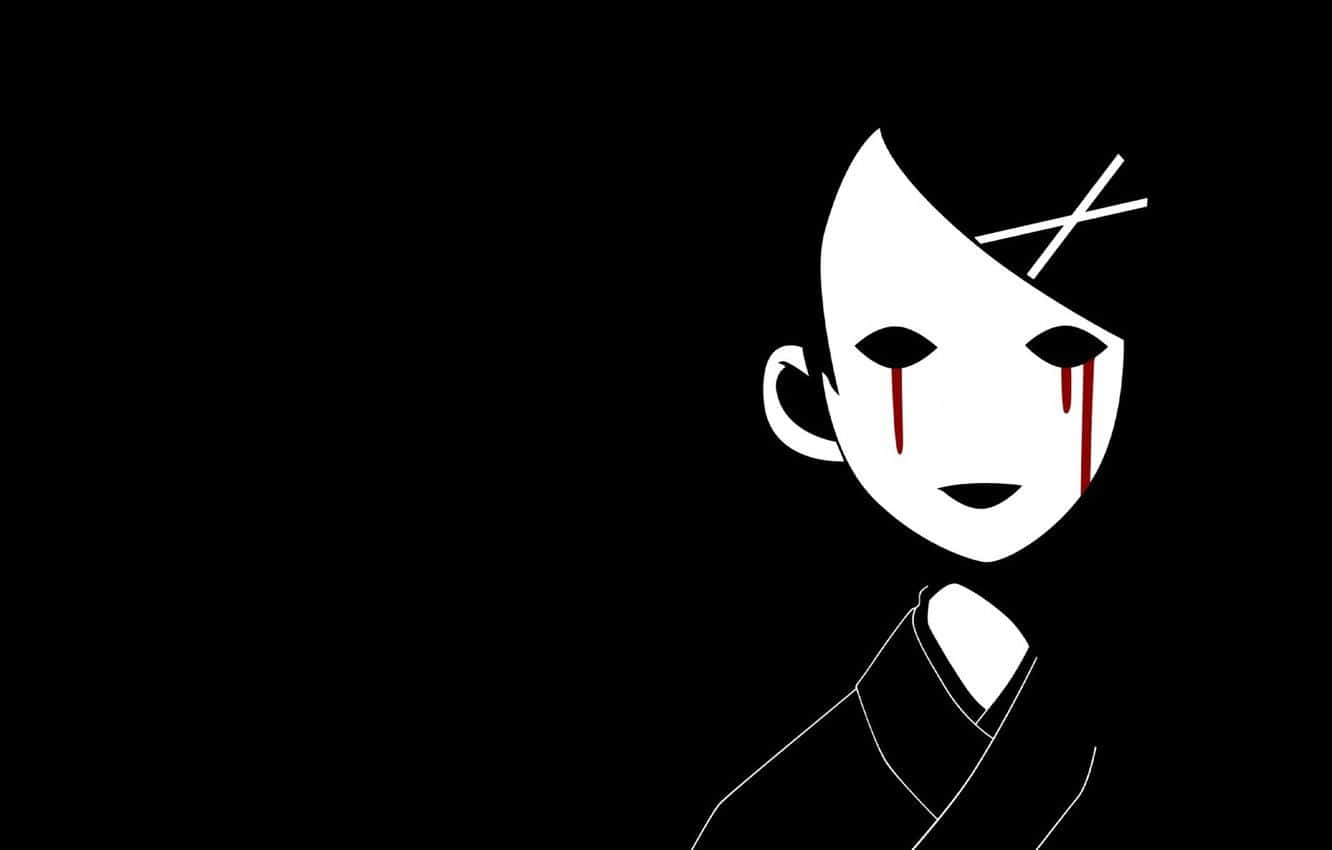 Japanese White Aesthetic, minimalist white line drawing, crying face, HD Desktop Wallpaper
