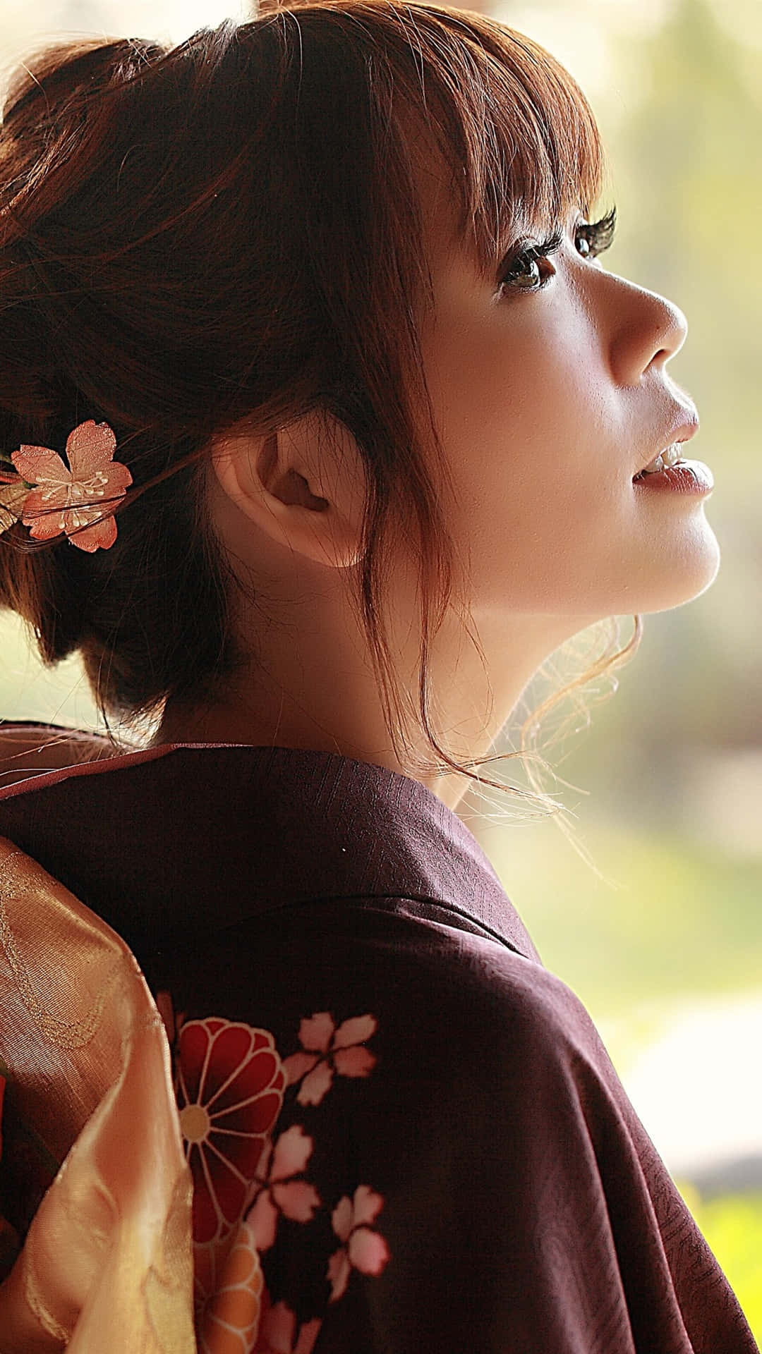 Japanese Women, cherry blossom kimono, soft sunlight, Full HD Phone Wallpaper