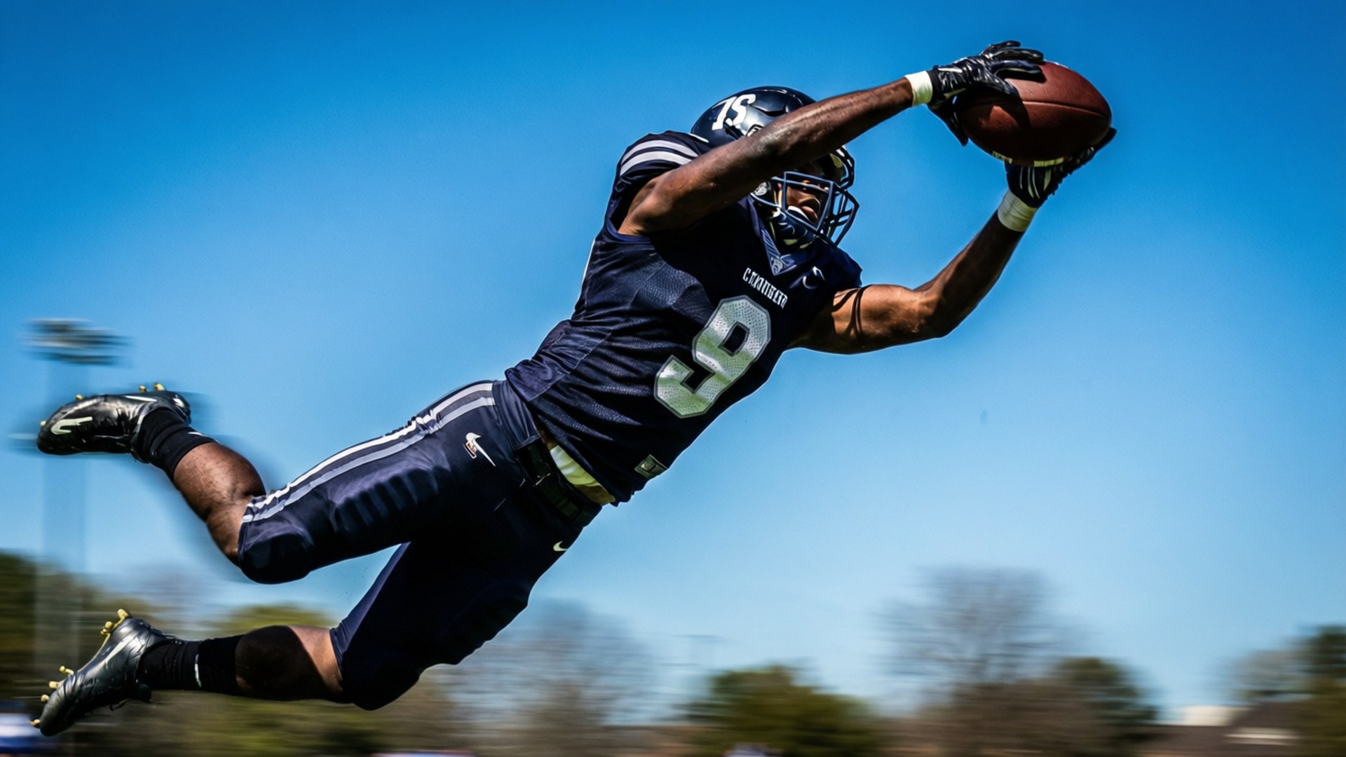 Jaquan Brisker, intercepting a pass, dynamic action shot, Full HD Desktop Wallpaper