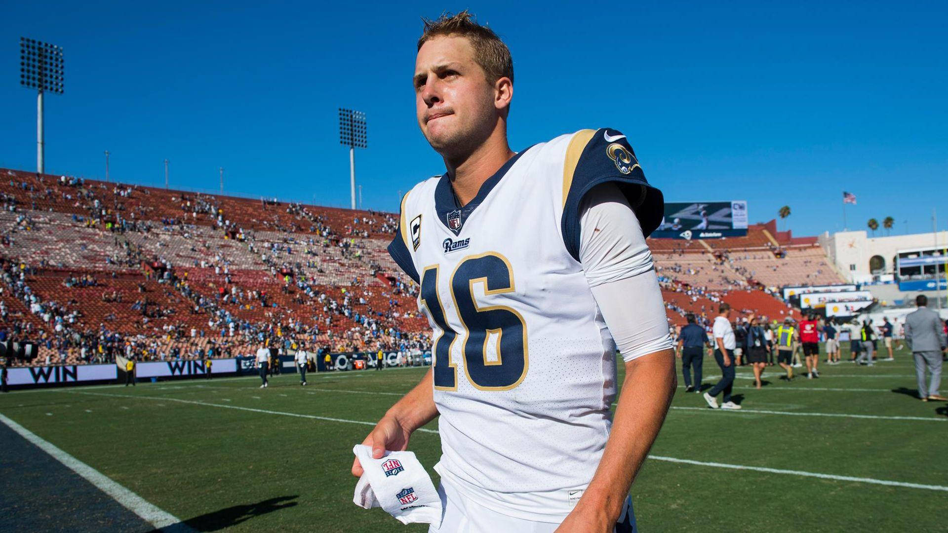 Jared Goff, white jersey, number 16, Full HD Desktop Wallpaper
