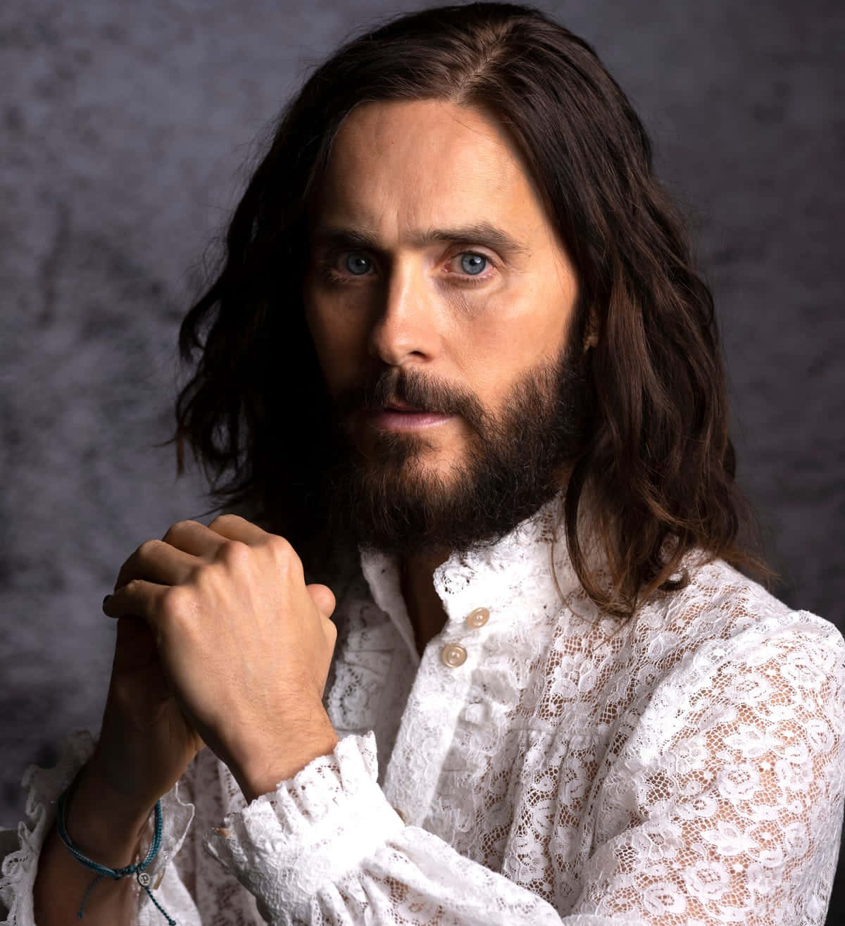 Jared Leto, white lace shirt, long dark hair, HD Phone Wallpaper