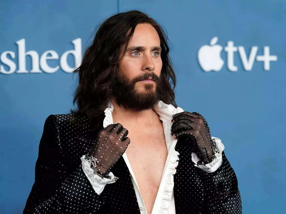 Jared Leto, black polka-dot jacket, white shirt, SD Desktop Wallpaper