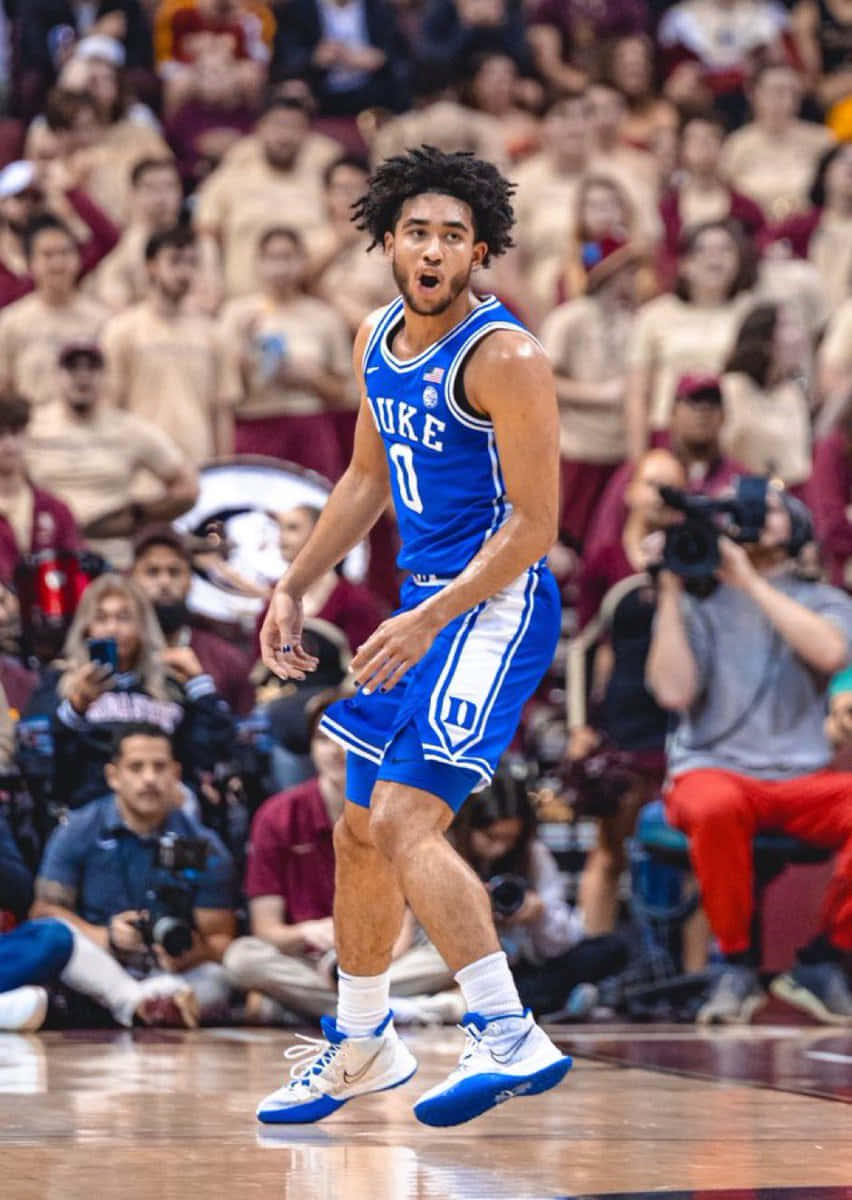 Duke basketball player, blue jersey number zero, polished court, SD Phone Wallpaper