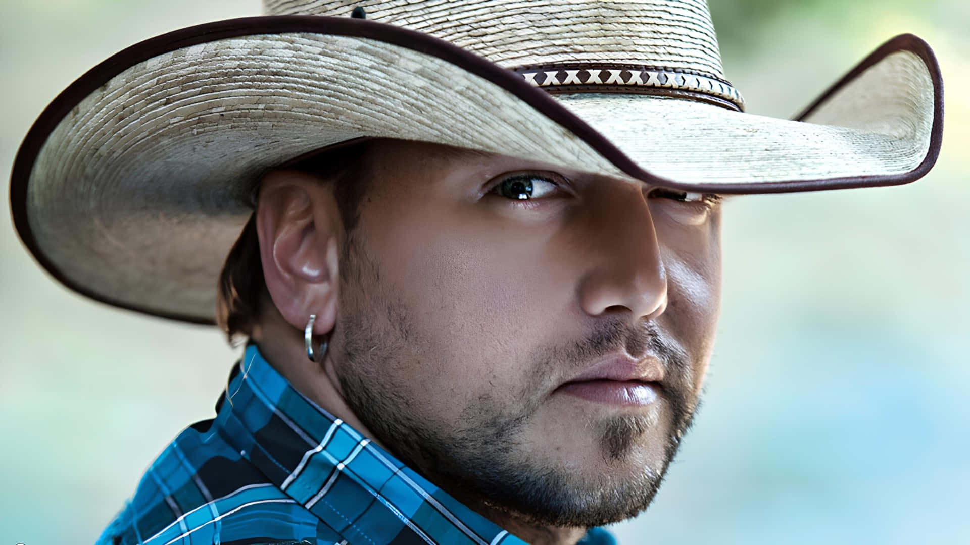 Jason Aldean, straw cowboy hat, dark trim, Full HD Desktop Wallpaper