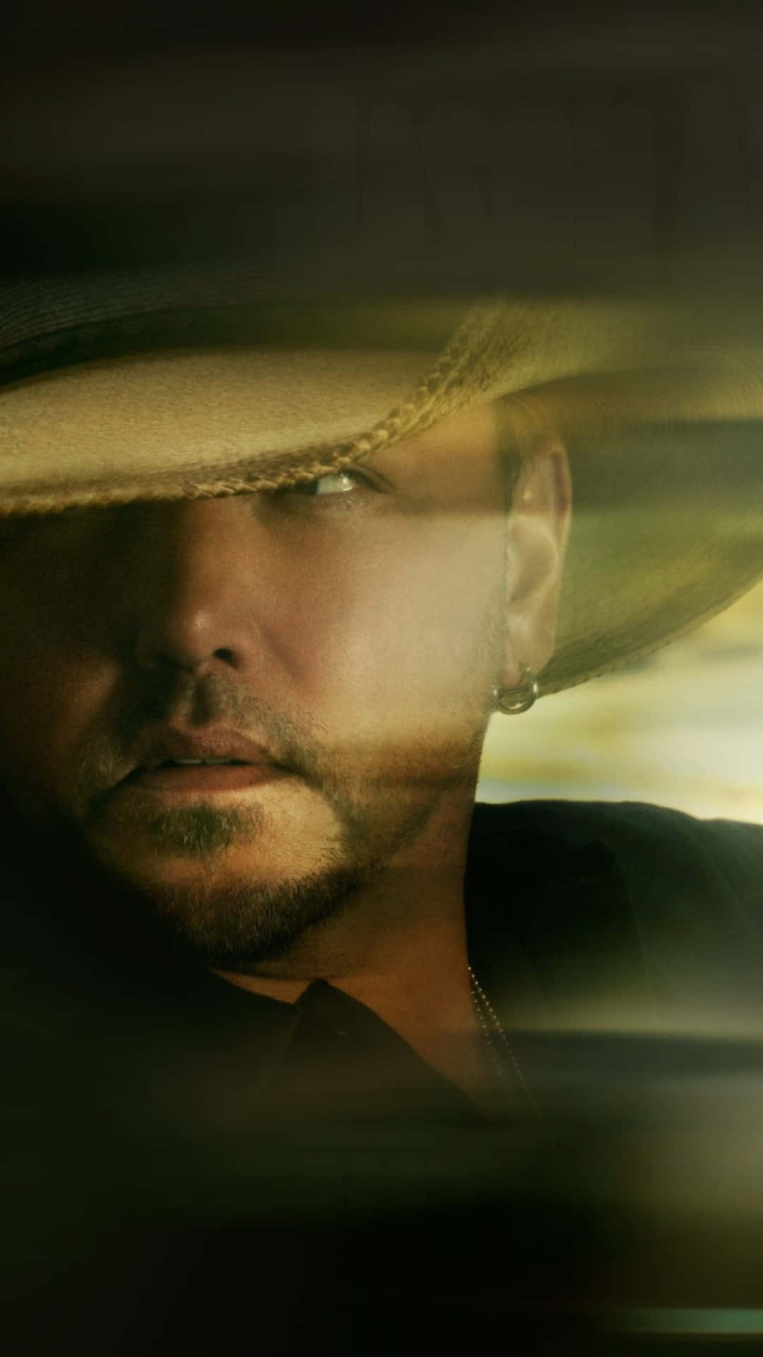 Jason Aldean, straw cowboy hat, smudged glass pane, Full HD Phone Wallpaper