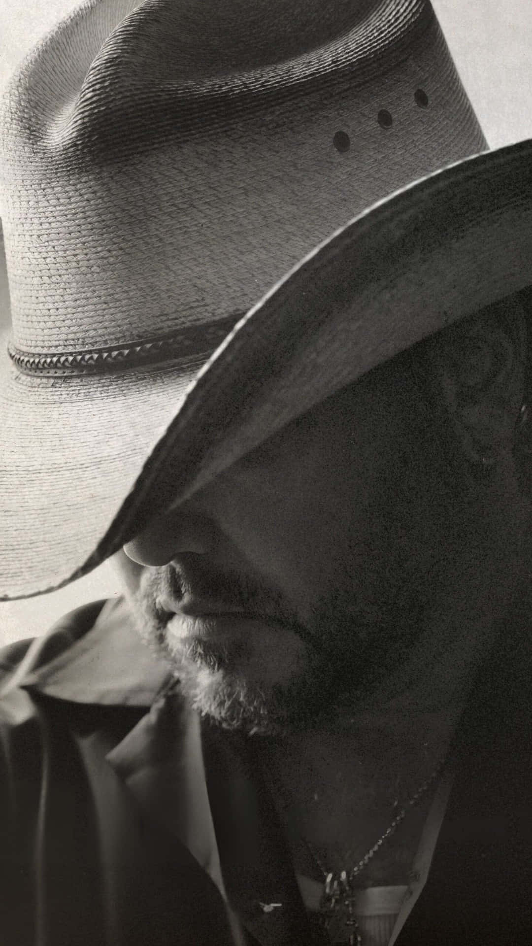 Jason Aldean, cowboy hat, black and white portrait, Full HD Phone Wallpaper