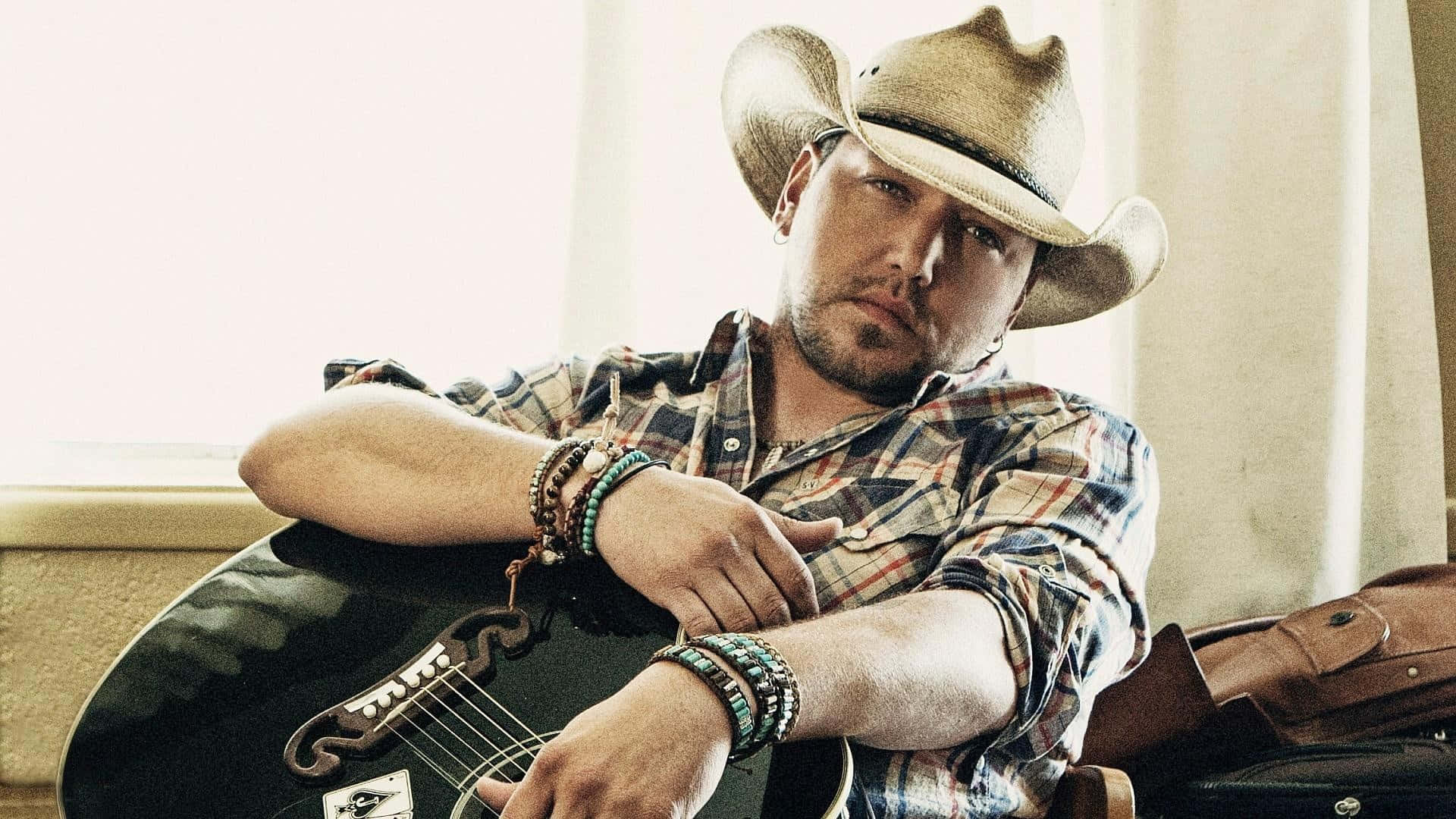 Jason Aldean, cowboy hat, plaid shirt, Full HD Desktop Wallpaper