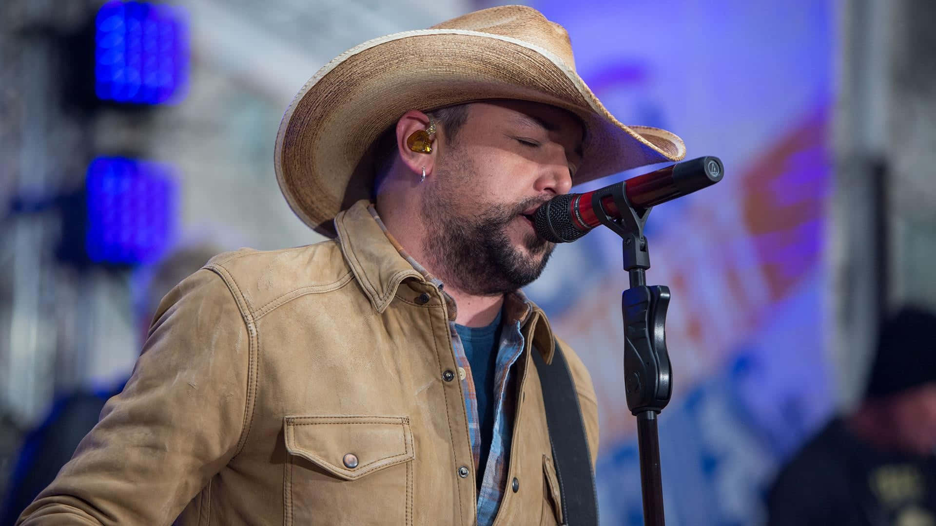 Jason Aldean, straw cowboy hat, tan jacket, Full HD Desktop Wallpaper