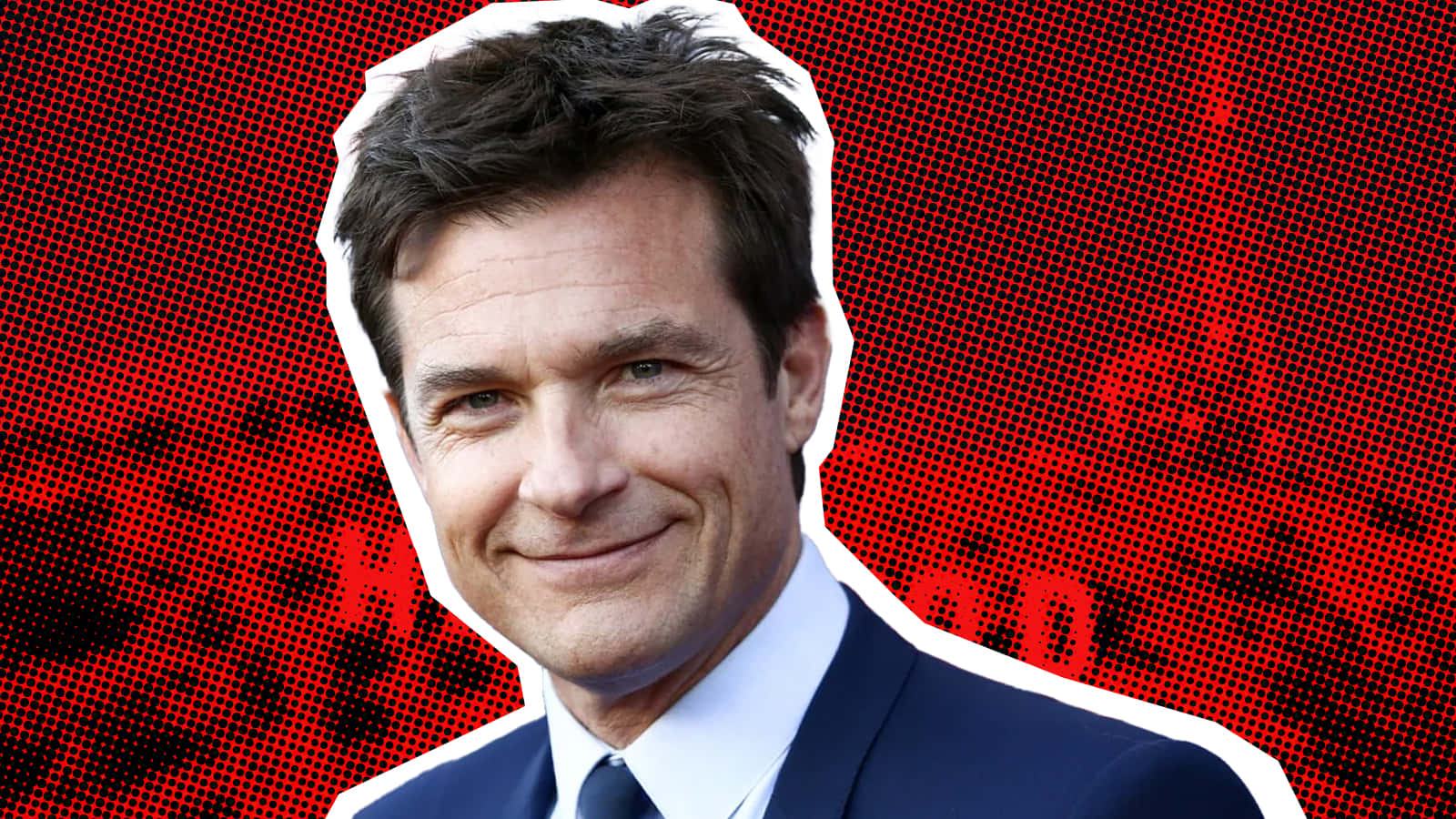 Jason Bateman, red halftone background, suit, HD Desktop Wallpaper